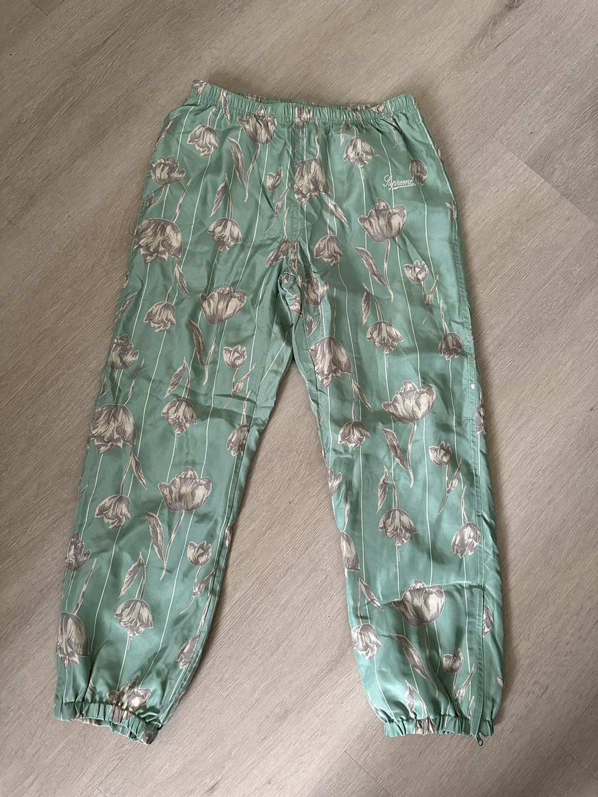 Supreme floral cheap silk track pant