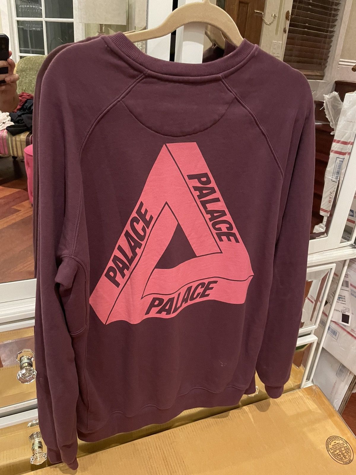 Palace Rare Fw18 Palace Slub Crew Burgundy Triferg Sweatshirt