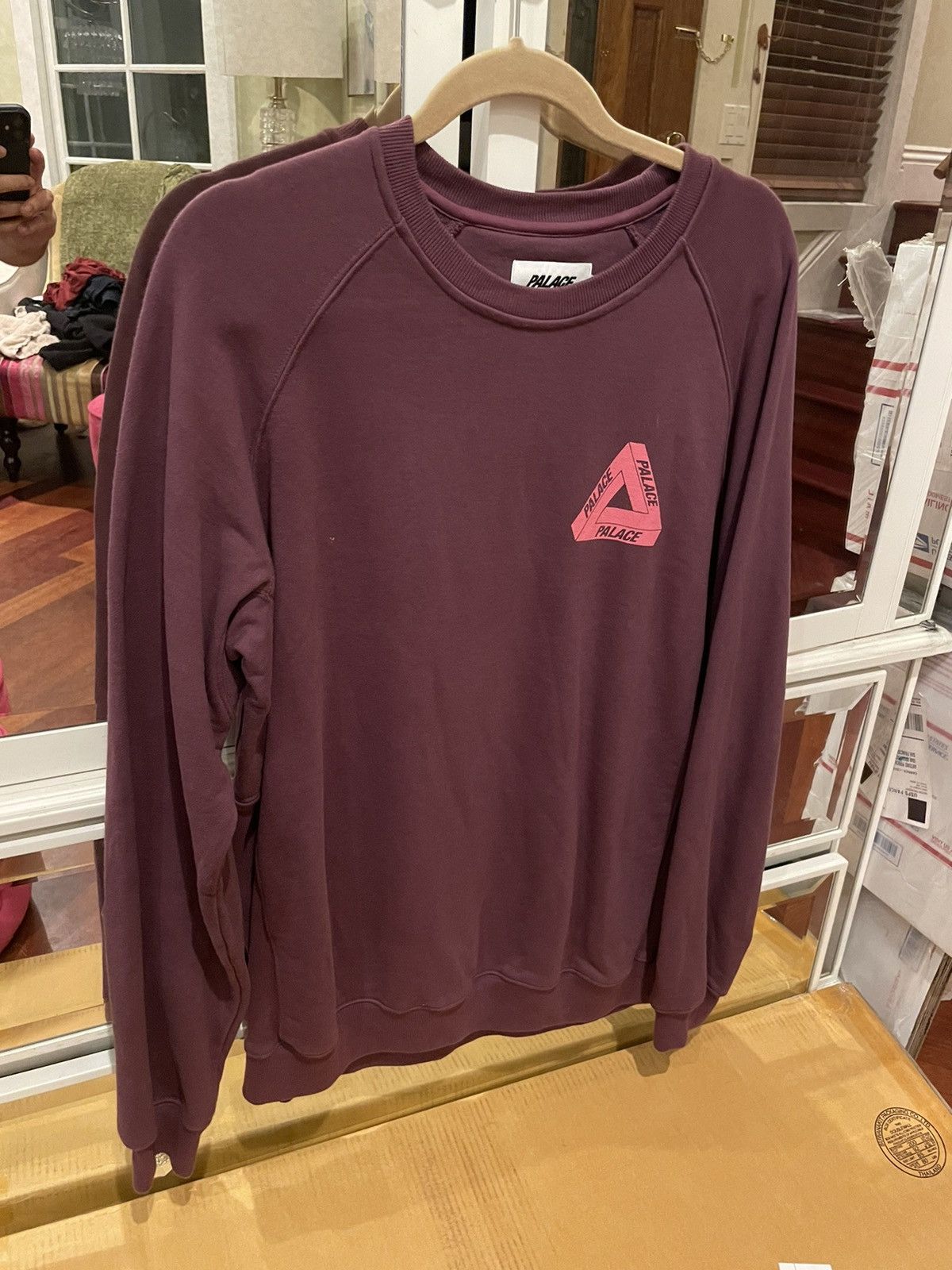 Palace Rare Fw18 Palace Slub Crew Burgundy Triferg Sweatshirt