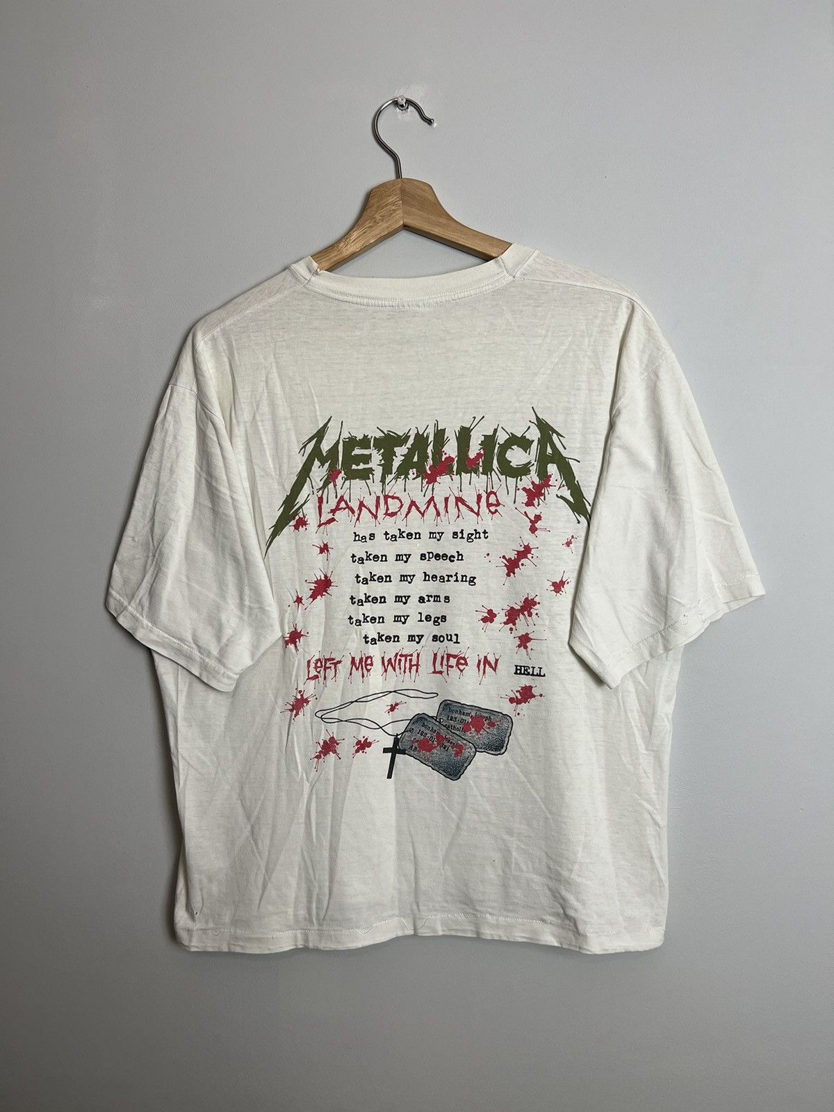 Band Tees 1989 Metallica One Pushead Vintage Heavy Metal Band Tee Grai Size US L / EU 52-54 / 3 - 2 Thumbnail