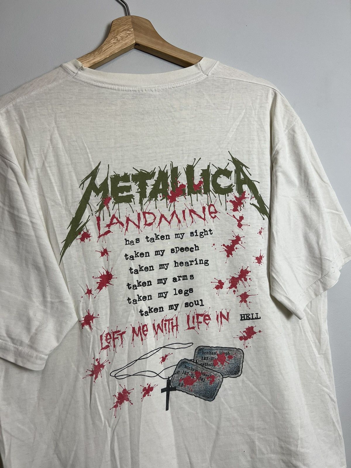 Band Tees 1989 Metallica One Pushead Vintage Heavy Metal Band Tee Grai Size US L / EU 52-54 / 3 - 4 Thumbnail
