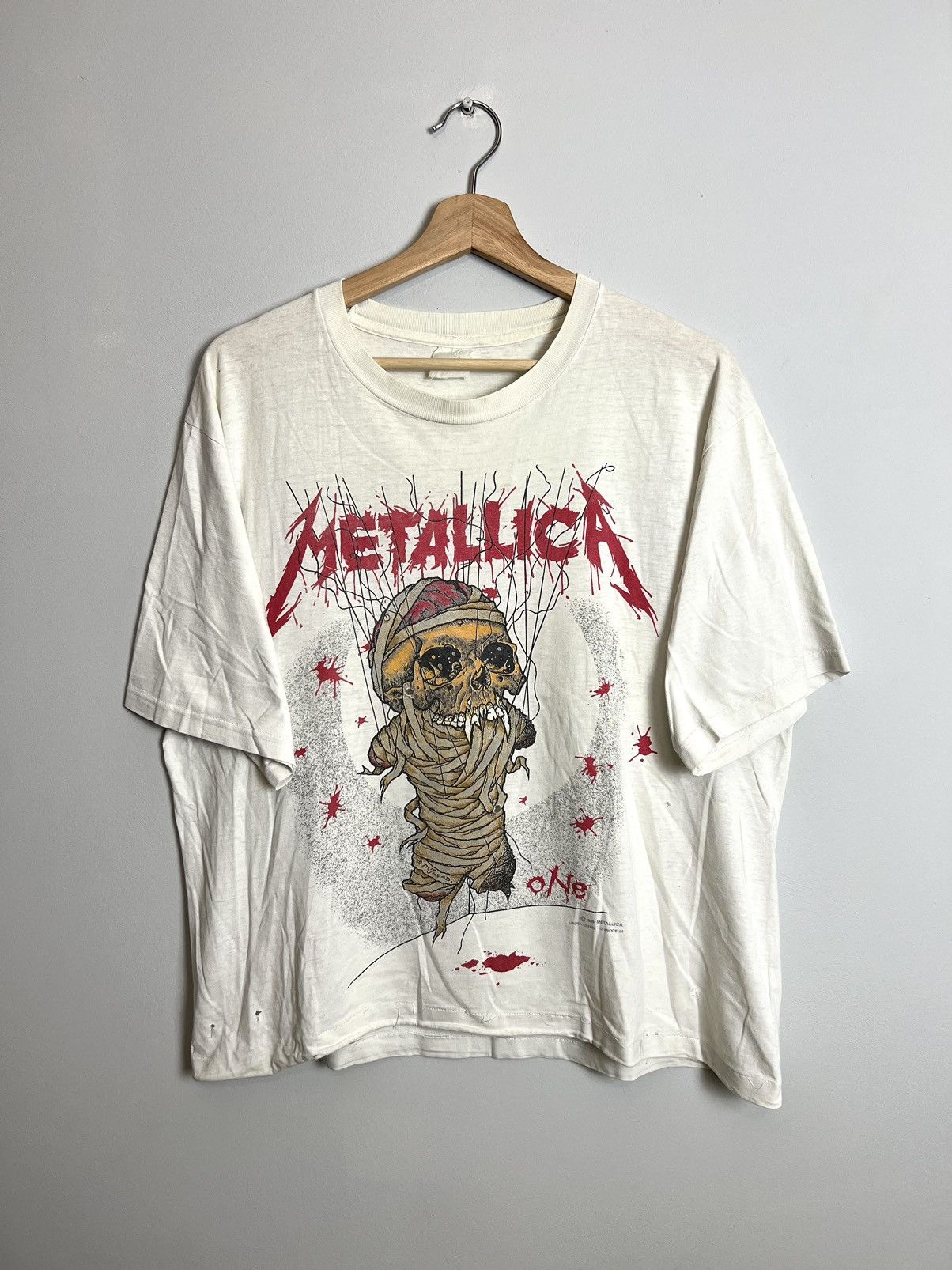 1989 Metallica One Pushead Vintage Heavy Metal Band Tee Grai