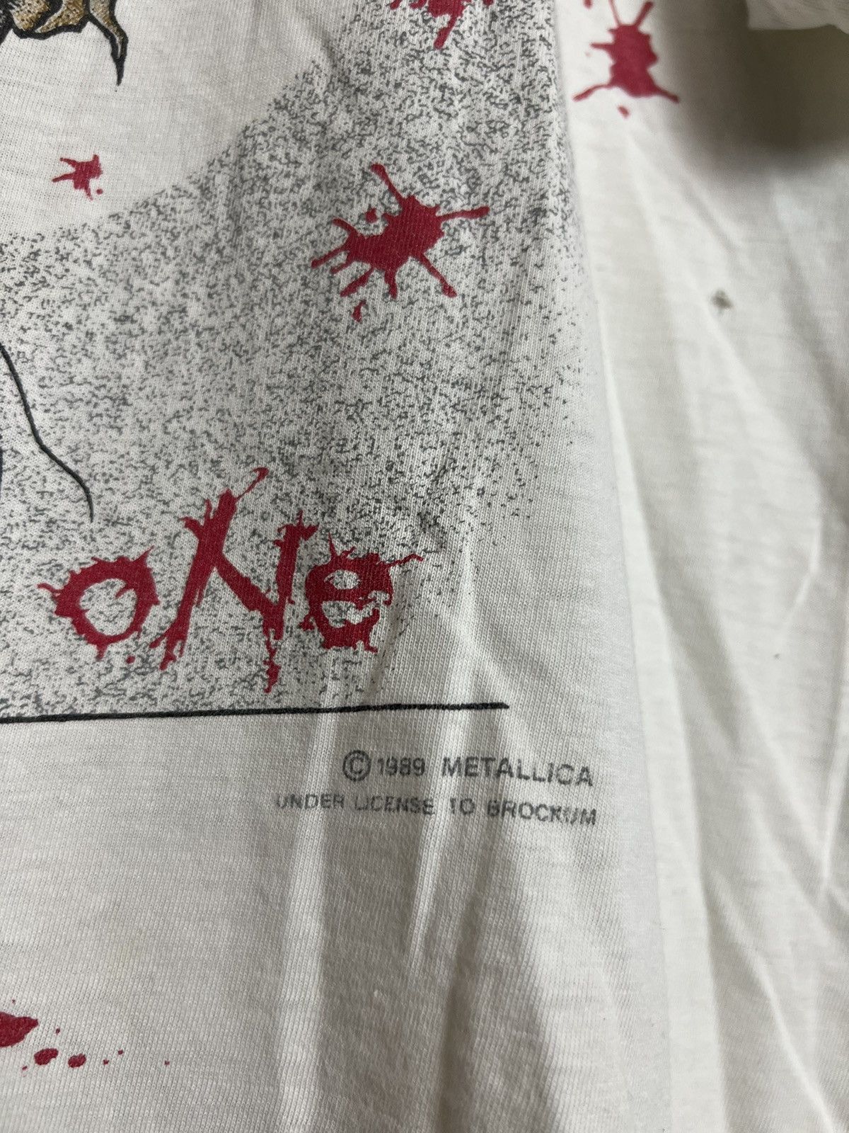 Band Tees 1989 Metallica One Pushead Vintage Heavy Metal Band Tee Grai Size US L / EU 52-54 / 3 - 5 Thumbnail