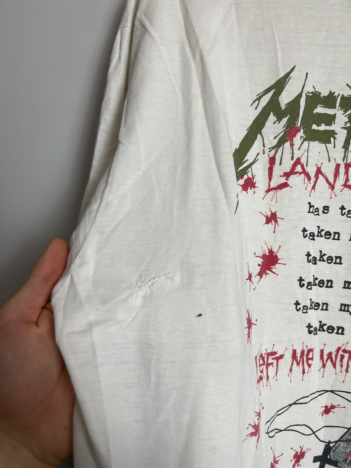 Band Tees 1989 Metallica One Pushead Vintage Heavy Metal Band Tee Grai Size US L / EU 52-54 / 3 - 9 Thumbnail
