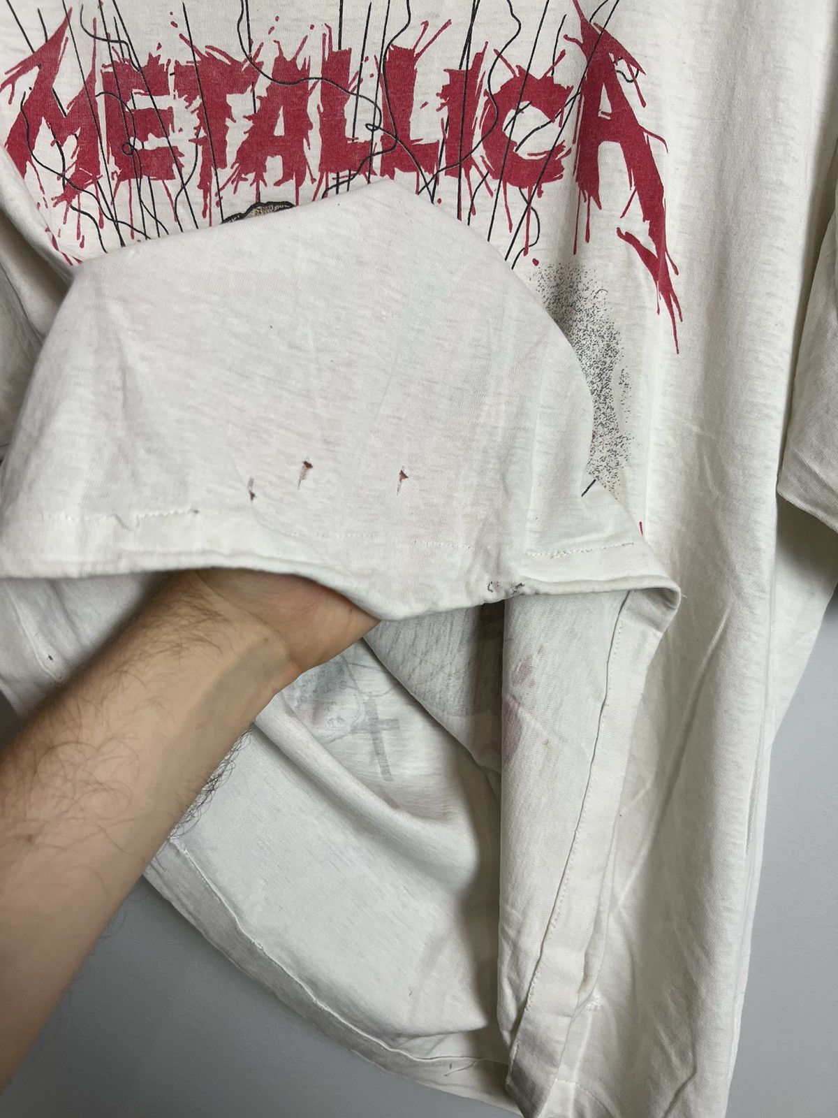 Band Tees 1989 Metallica One Pushead Vintage Heavy Metal Band Tee Grai Size US L / EU 52-54 / 3 - 8 Thumbnail