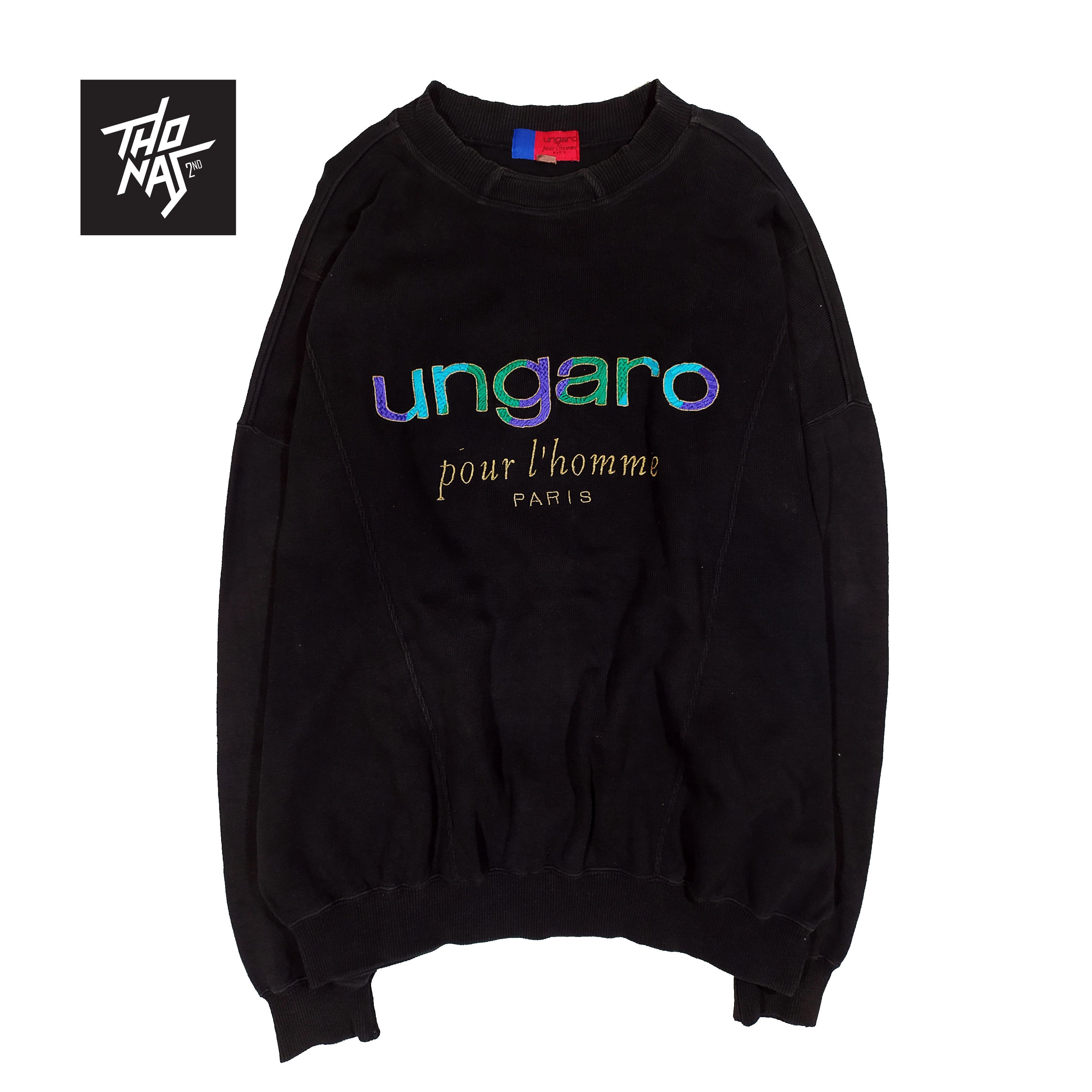 image of Emanuel Ungaro Vintage Ungaro Paris Spellout Logo in Black, Men's (Size 2XL)