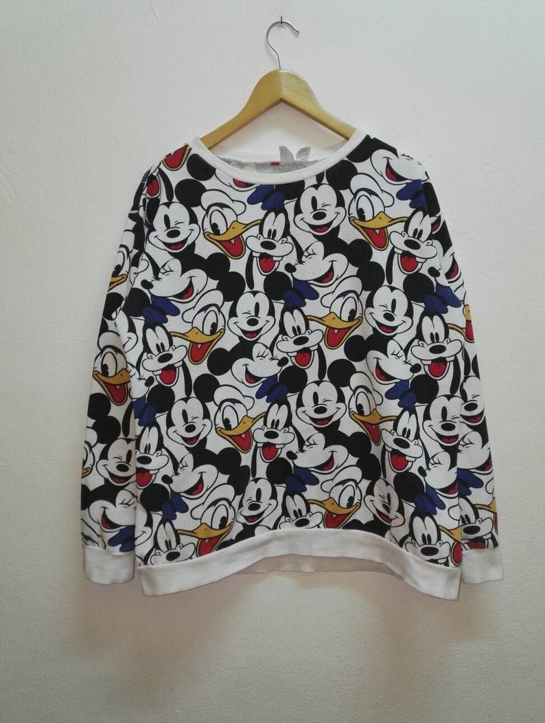 Disney Mickey Mouse & Donald Duck Fullprint Sweatshirt Size US L / EU 52-54 / 3 - 1 Thumbnail