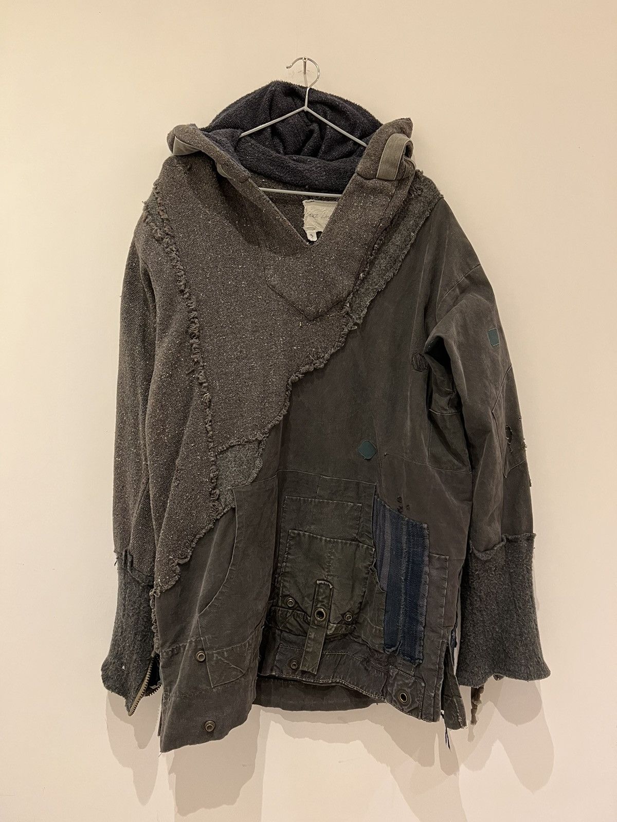 image of Greg Laurent Remixed Patched Hoodies Size 3 L in Grey, Men's