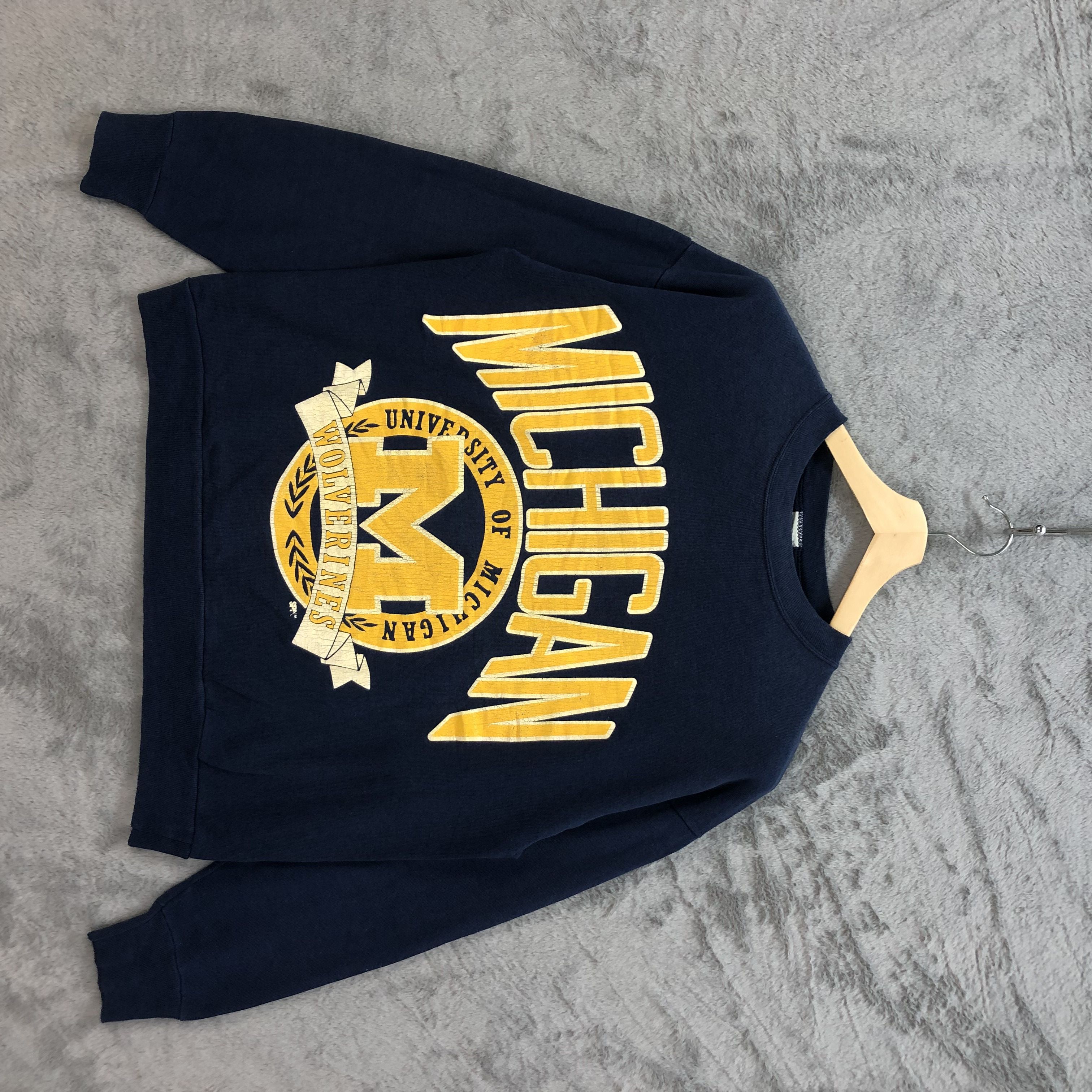 image of Made In USA x Signal Sport University Of Michigan Wolverines Sweatshirts 6034-218 in Navy Blue, Wom
