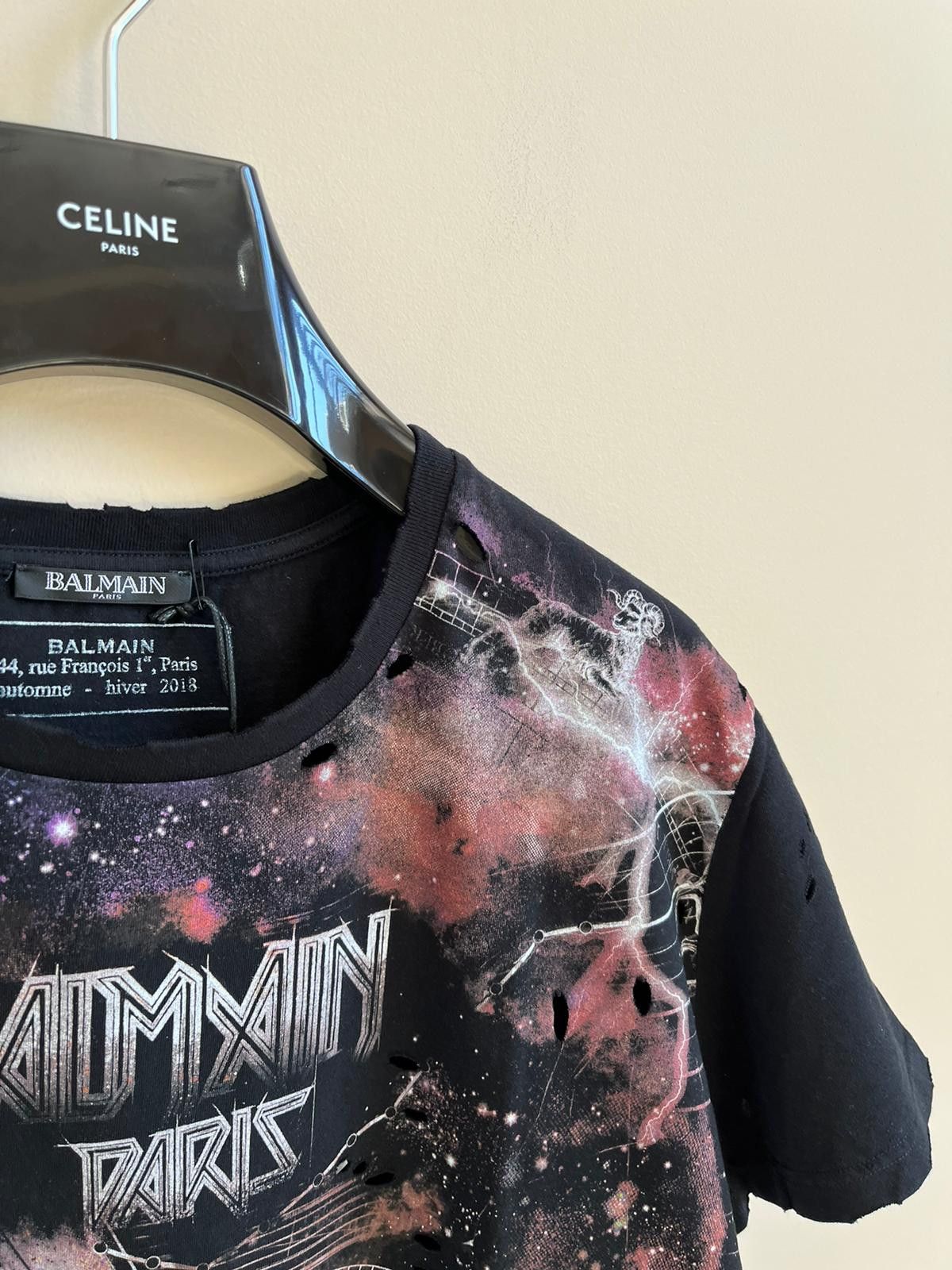 Balmain o1rshd1 Galaxy Logo Tee in Black / Multi Size US XL / EU 56 / 4 - 6 Thumbnail