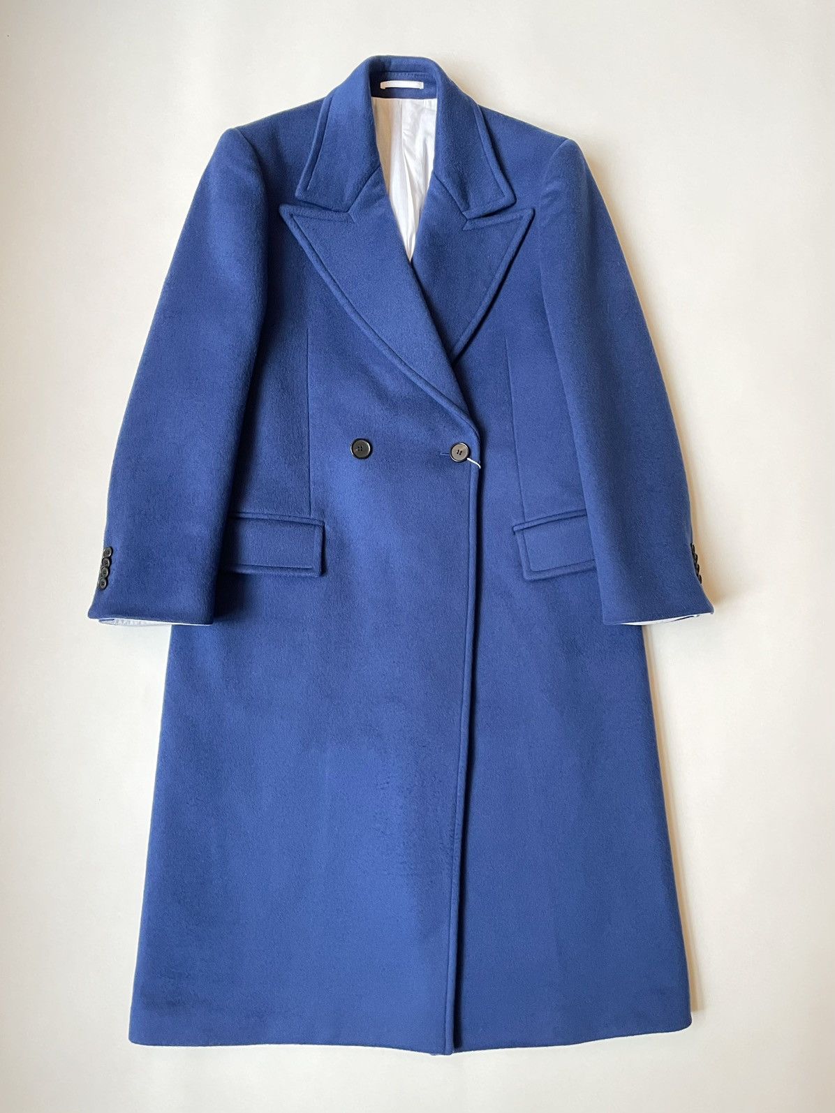 image of Calvin Klein 205W39Nyc x Raf Simons Royal Blue Wool Overcoat, Women's (Size Small)