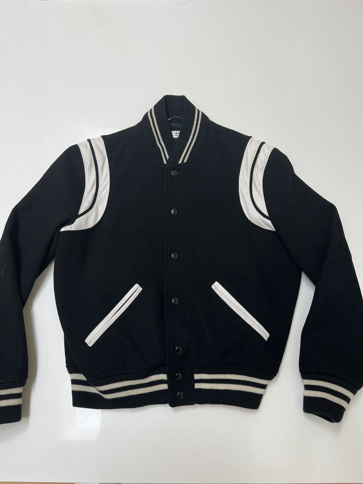 image of Saint Laurent Paris x YVES Saint Laurent YSL Teddy Jacket in Black, Men's (Size Medium)