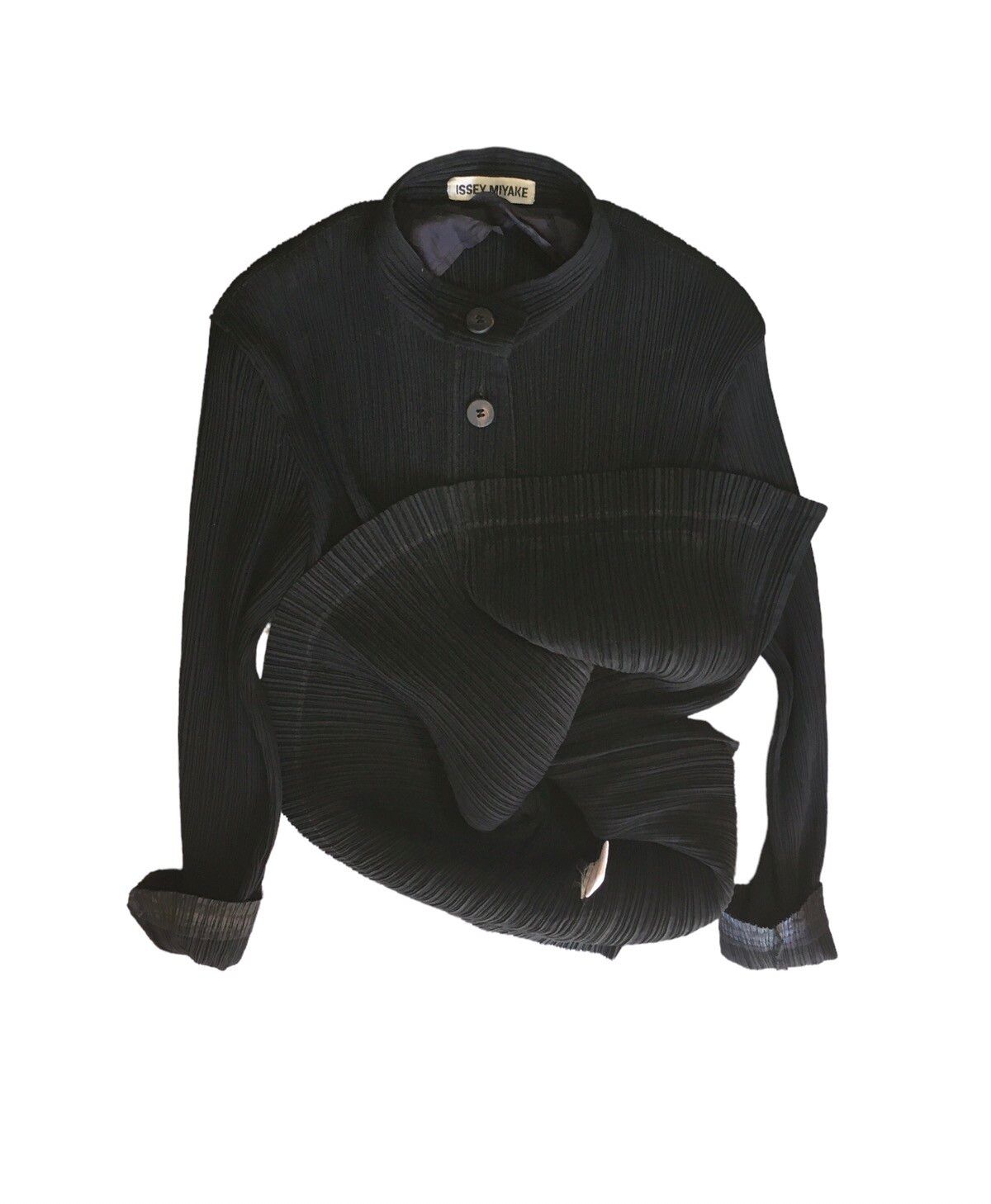 Pre-owned Avant Garde X Issey Miyake Pleated Shirt Button Ups In Black