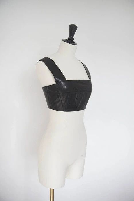 image of Balmain Ss13 Leather Bralet in Black, Women's (Size XS)