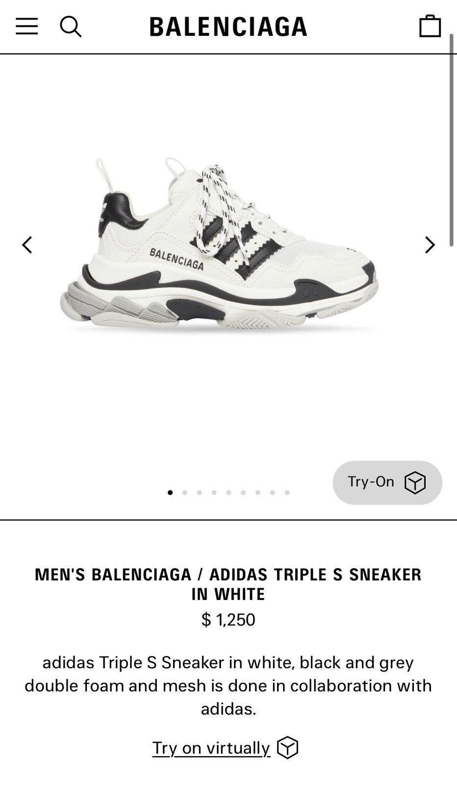Adidas × Balenciaga Balenciaga adidas Triple S Sneaker White 42 9US Gently Used Size US 9 / EU 42 - 17 Thumbnail