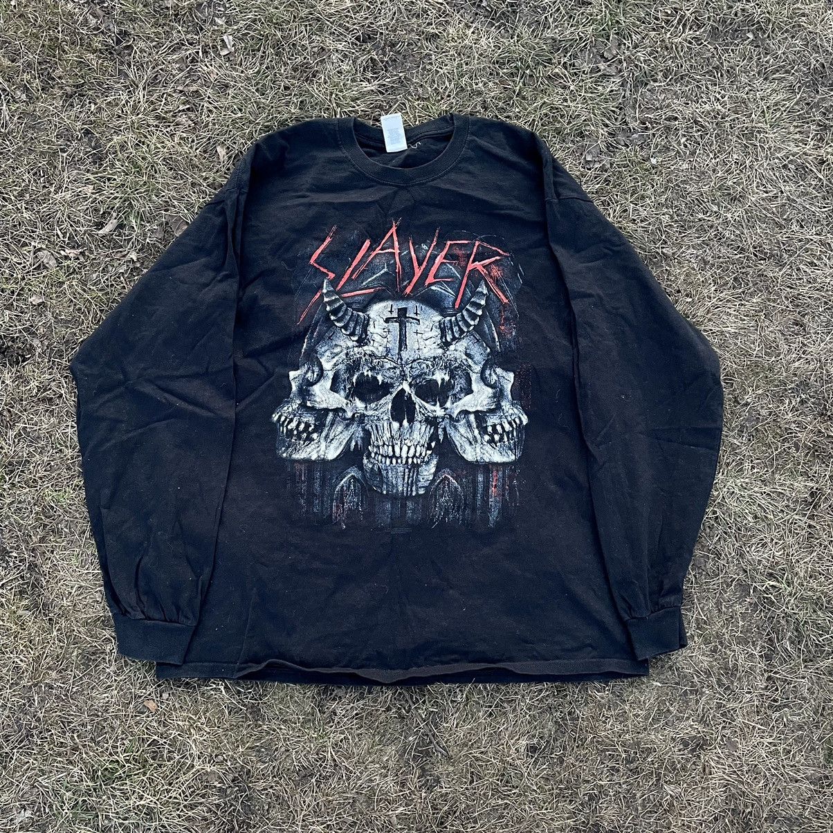 Vintage Tee 90s 666 Slayer Skulls Vamp Dead Face L