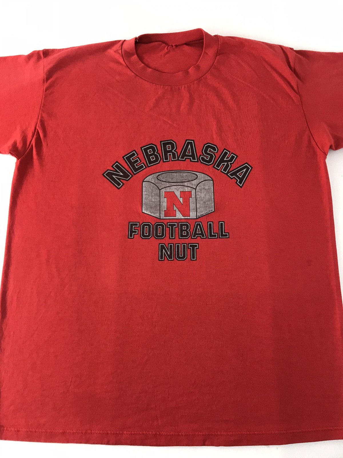 Vintage 90s Nebraska Cornhuskers Football Nut Spell Out Printed Tee Size US L / EU 52-54 / 3 - 2 Thumbnail