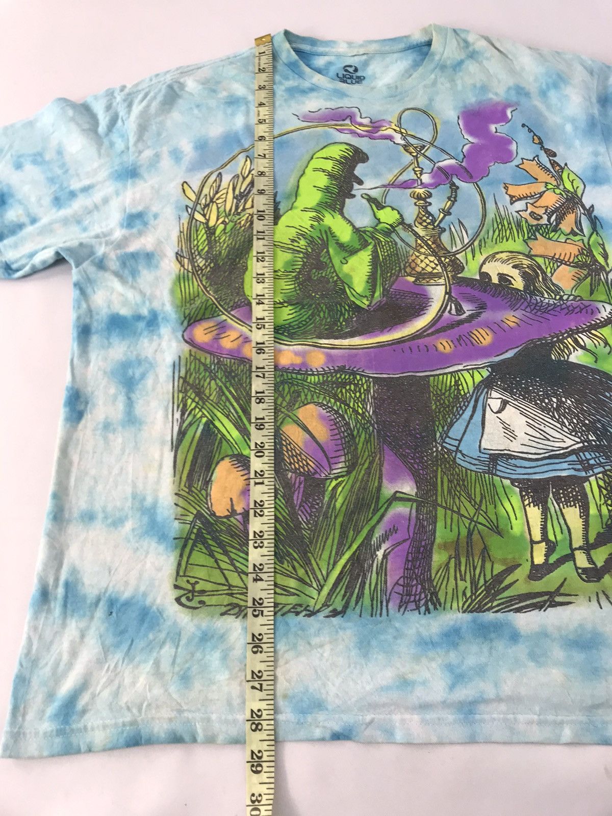 Liquid Blue Alice in Wonderland Tee Hookah Psychedelic All Over Tie Dye Size US XL / EU 56 / 4 - 8 Thumbnail