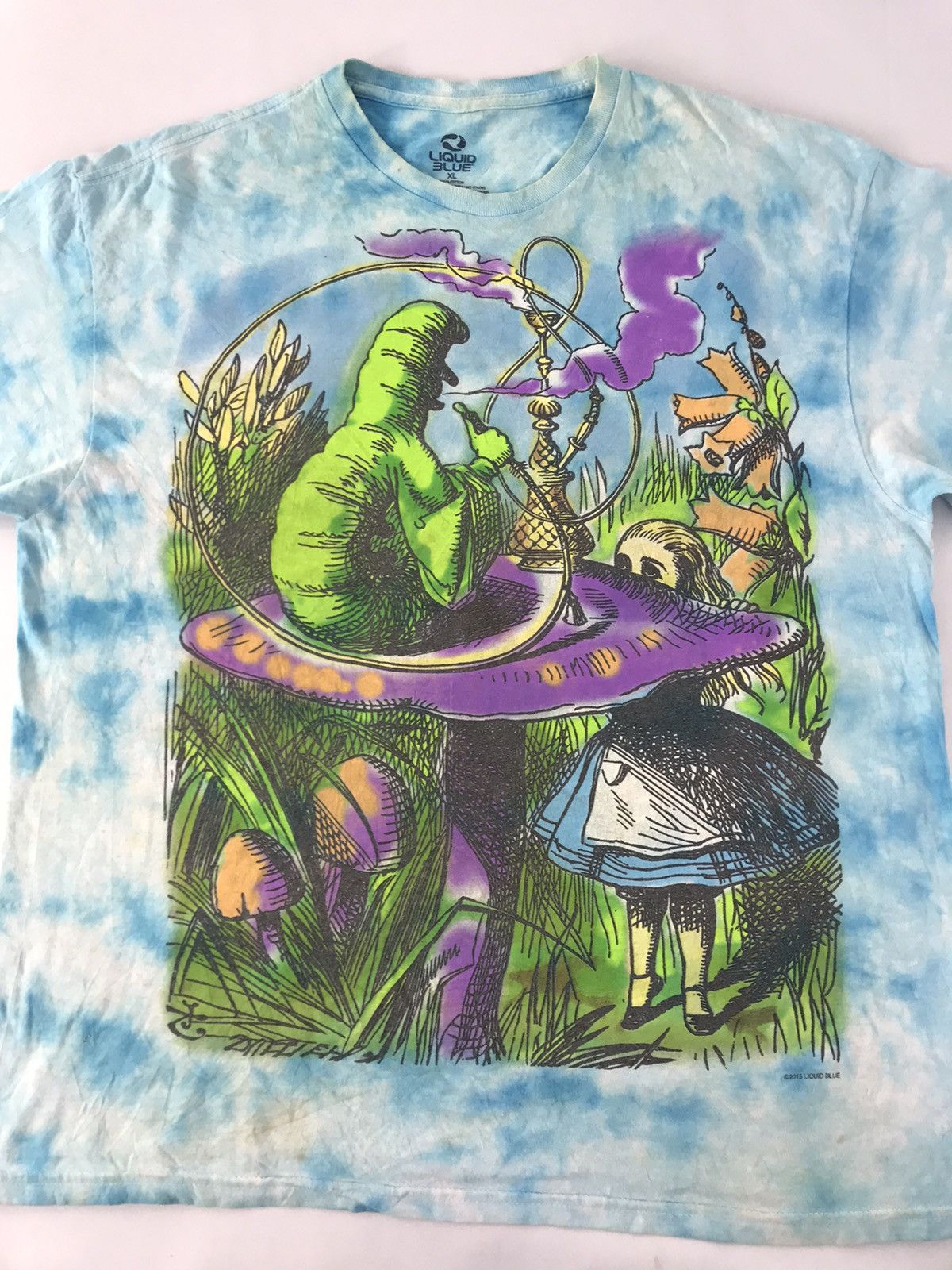 Liquid Blue Alice in Wonderland Tee Hookah Psychedelic All Over Tie Dye Size US XL / EU 56 / 4 - 3 Thumbnail
