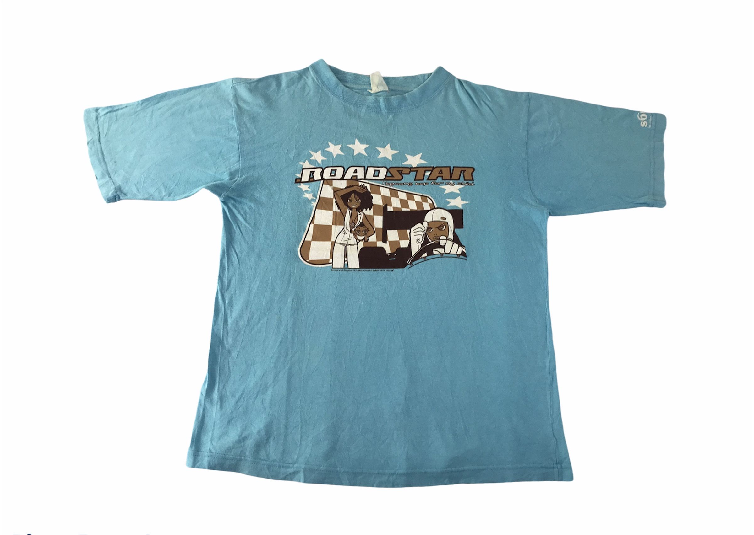 image of Vintage Fr/lame Monger Baron Ueda Roadster Racing Spirit Tee in Blue, Men's (Size Medium)