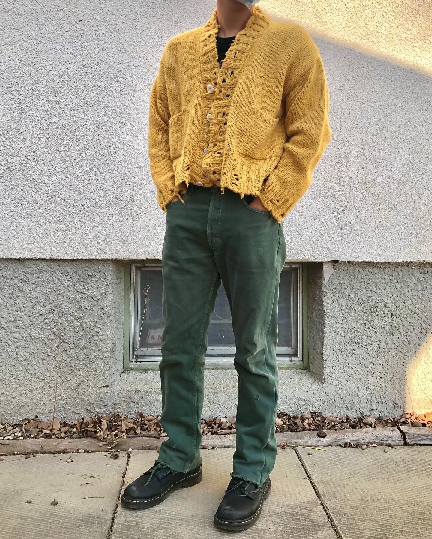 Levi's × Vintage 90s Levis 501 Faded Overdyed Green Flared Raw Hem Jeans Size US 32 / EU 48 - 11 Thumbnail