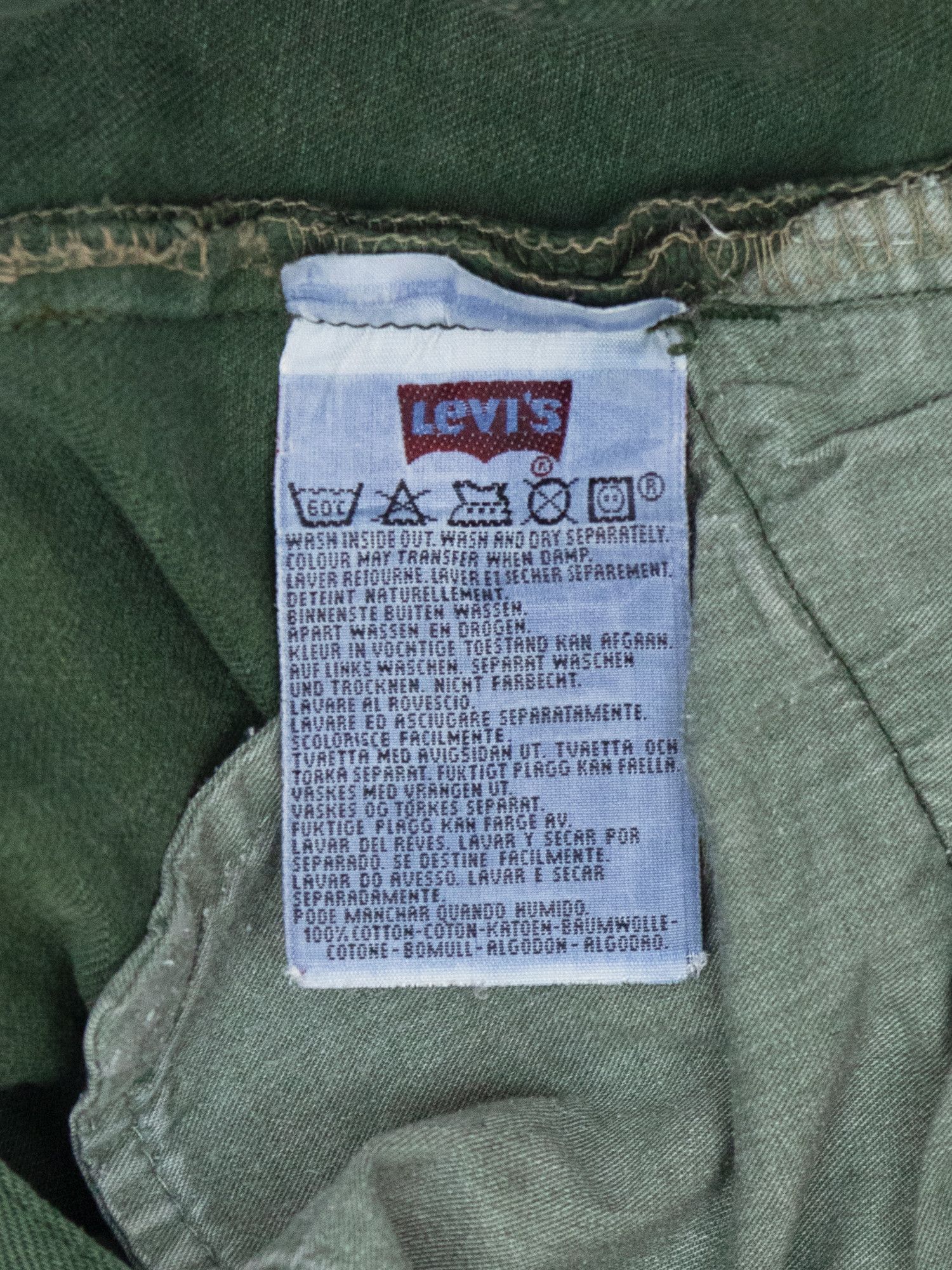 Levi's × Vintage 90s Levis 501 Faded Overdyed Green Flared Raw Hem Jeans Size US 32 / EU 48 - 5 Thumbnail