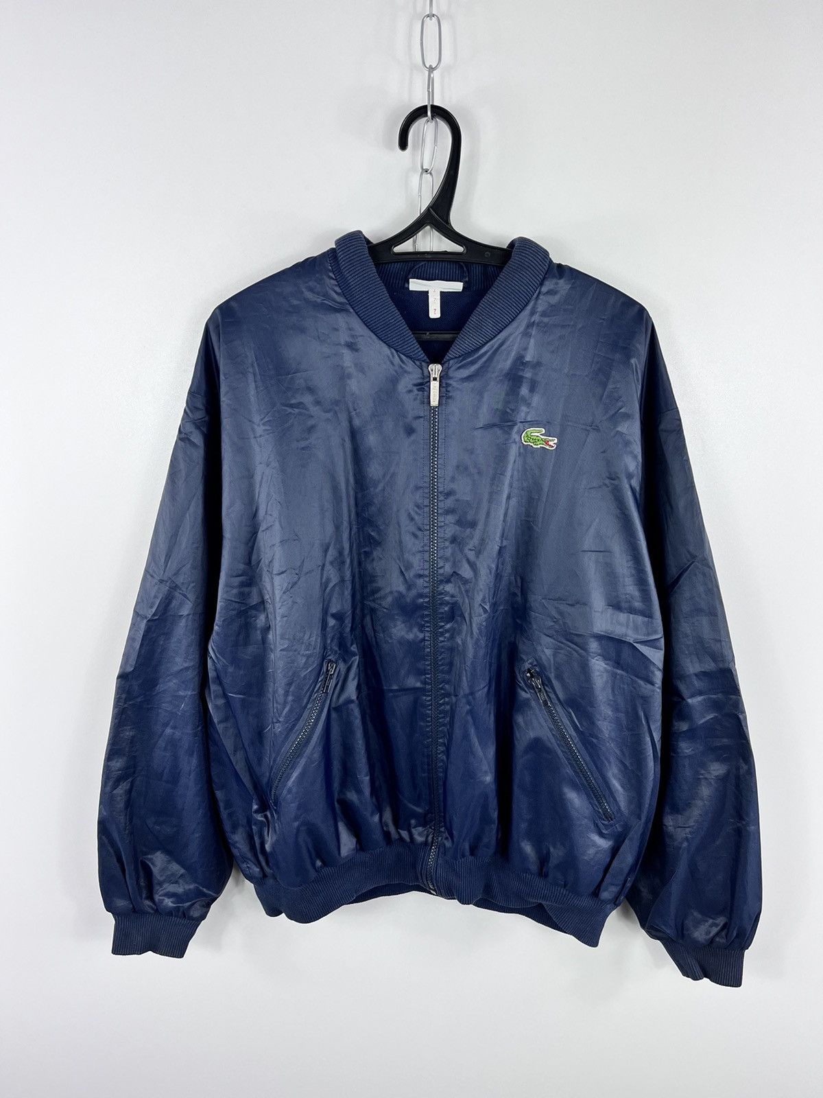 Lacoste × Vintage Vtg Lacoste Nylon Bomber Jacket Embroidery Logo Navy Size XL Size US XL / EU 56 / 4 - 1 Thumbnail