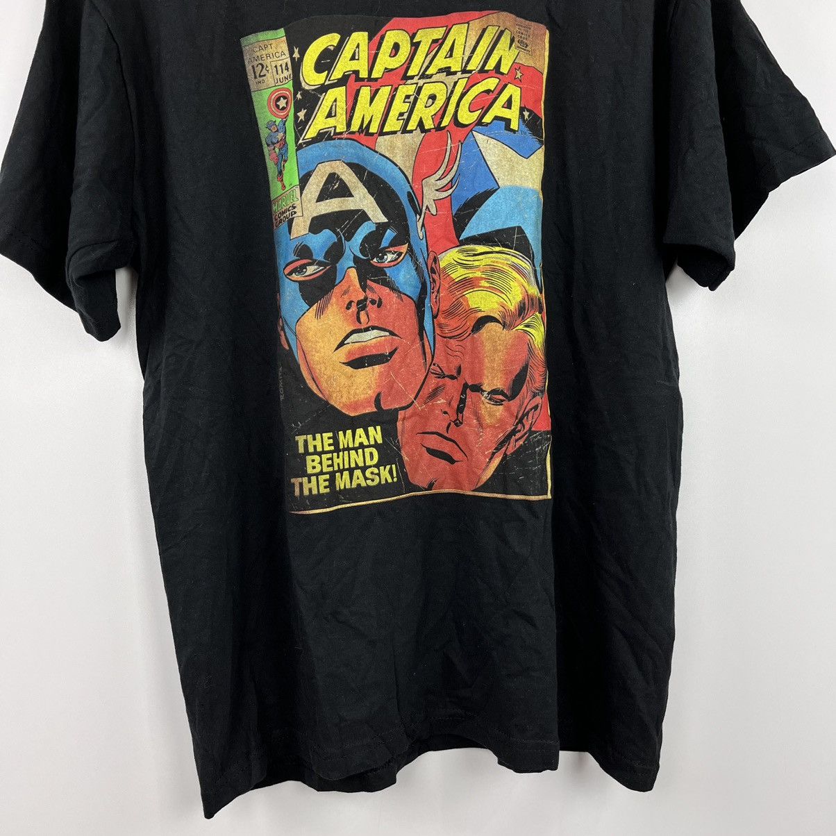 Marvel Comics × Vintage Vintage T-Shirt Captain America Black Big Logo Size L Size US L / EU 52-54 / 3 - 4 Thumbnail