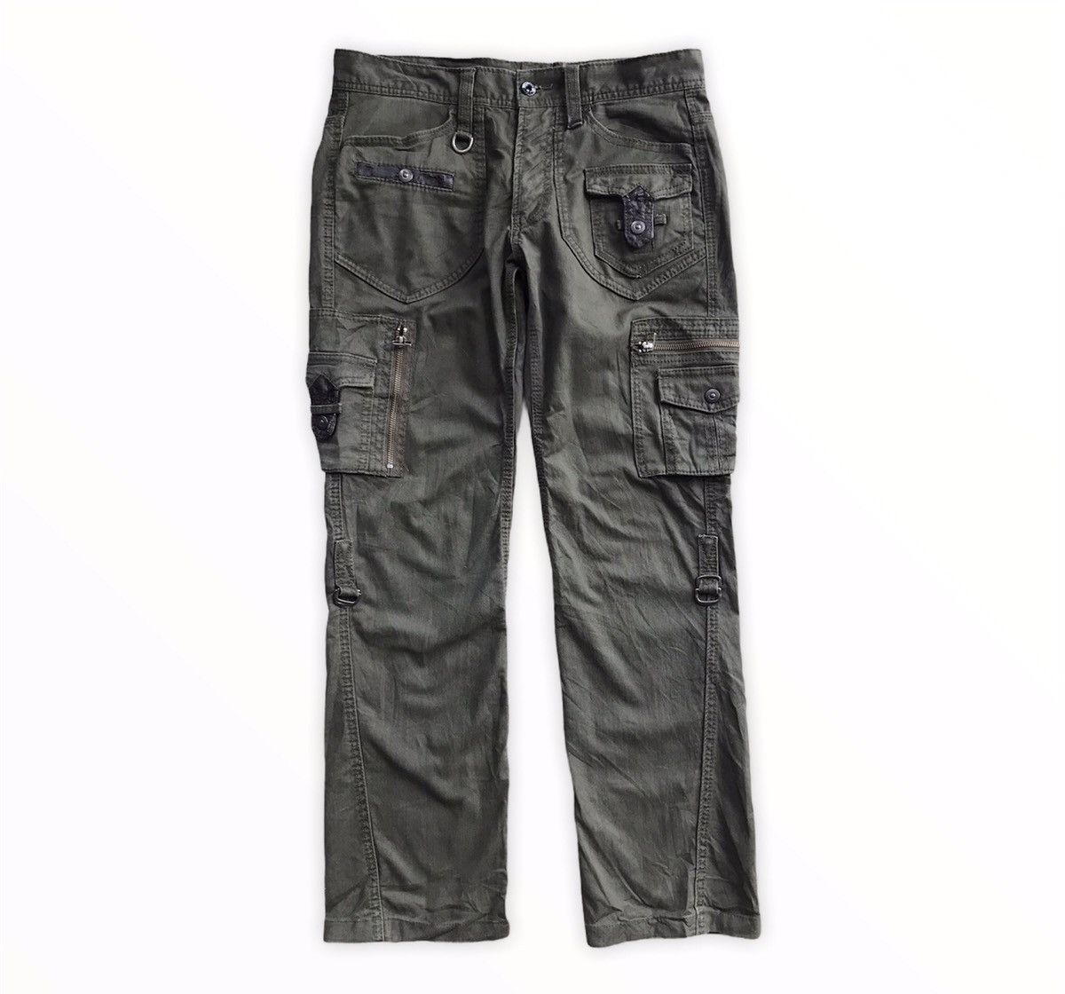 image of Matsuda Nicole Multipocket Trousers Cargo Pants in Miltary Green, Men's (Size 33)