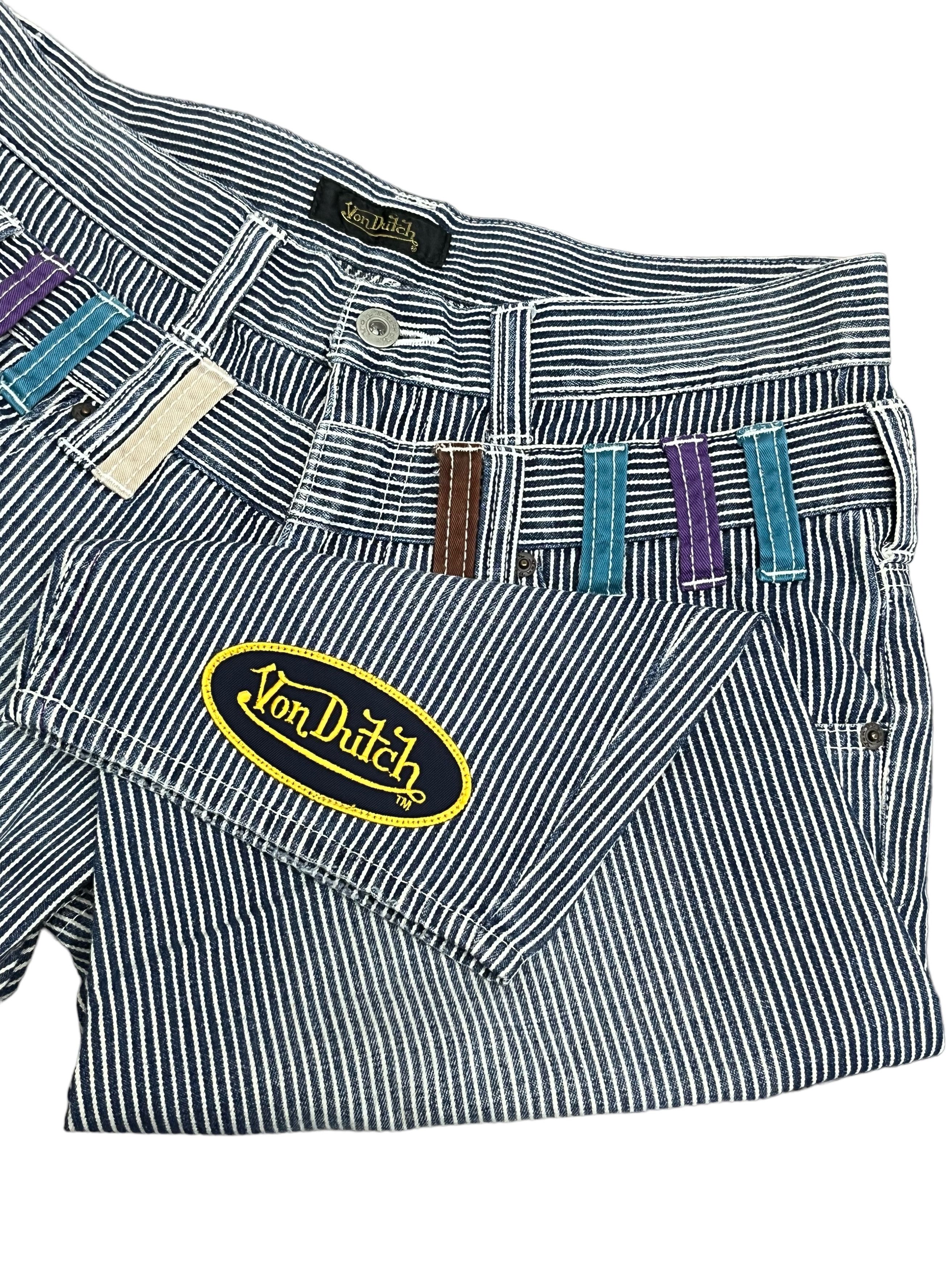 OVER THE STRiPES × Vintage × Von Dutch 🔥90’s VON DUTCH Double Waist Hickory Stripes Denim Shorts Size US 30 / EU 46 - 11 Thumbnail