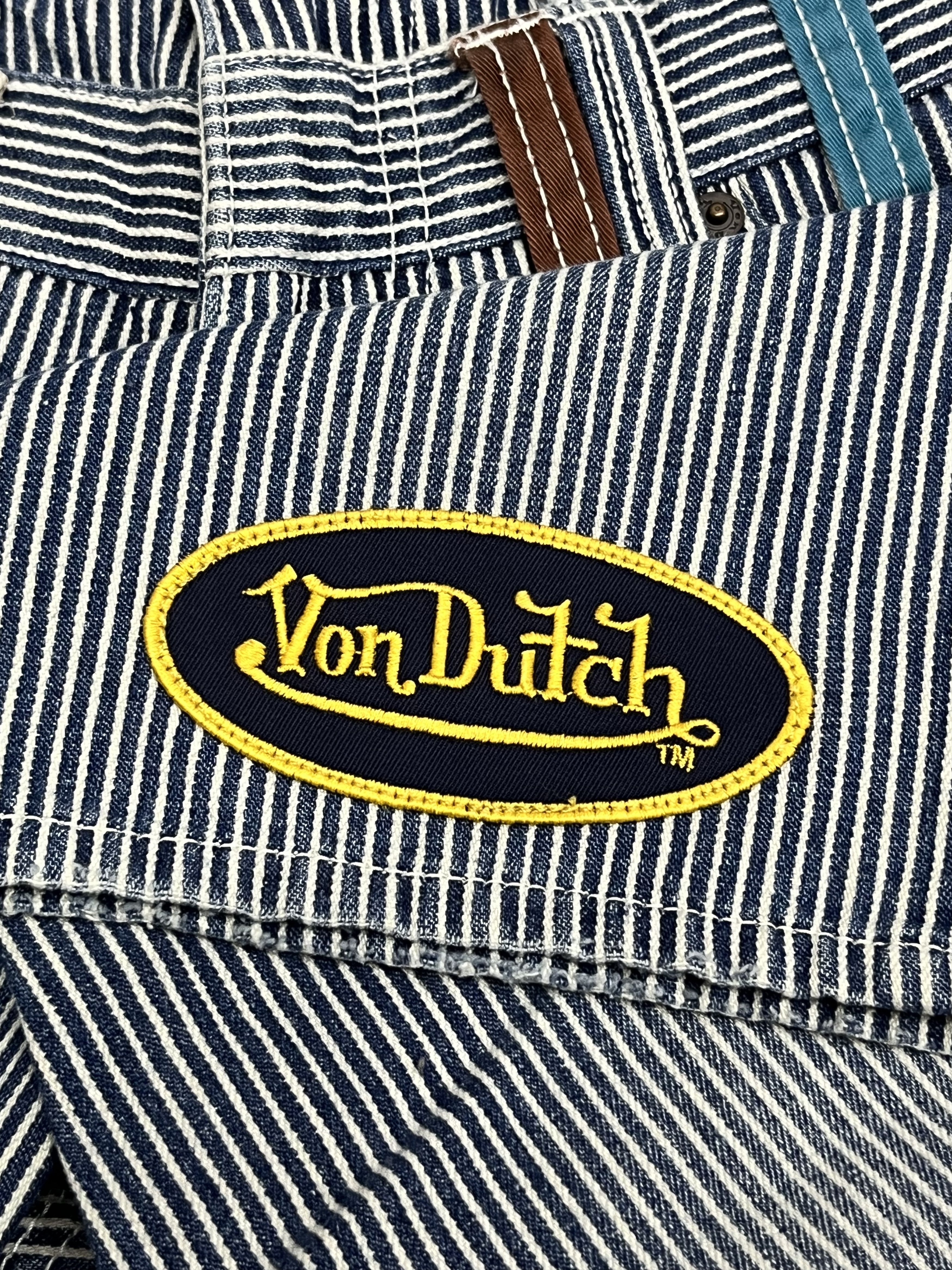 OVER THE STRiPES × Vintage × Von Dutch 🔥90’s VON DUTCH Double Waist Hickory Stripes Denim Shorts Size US 30 / EU 46 - 12 Thumbnail