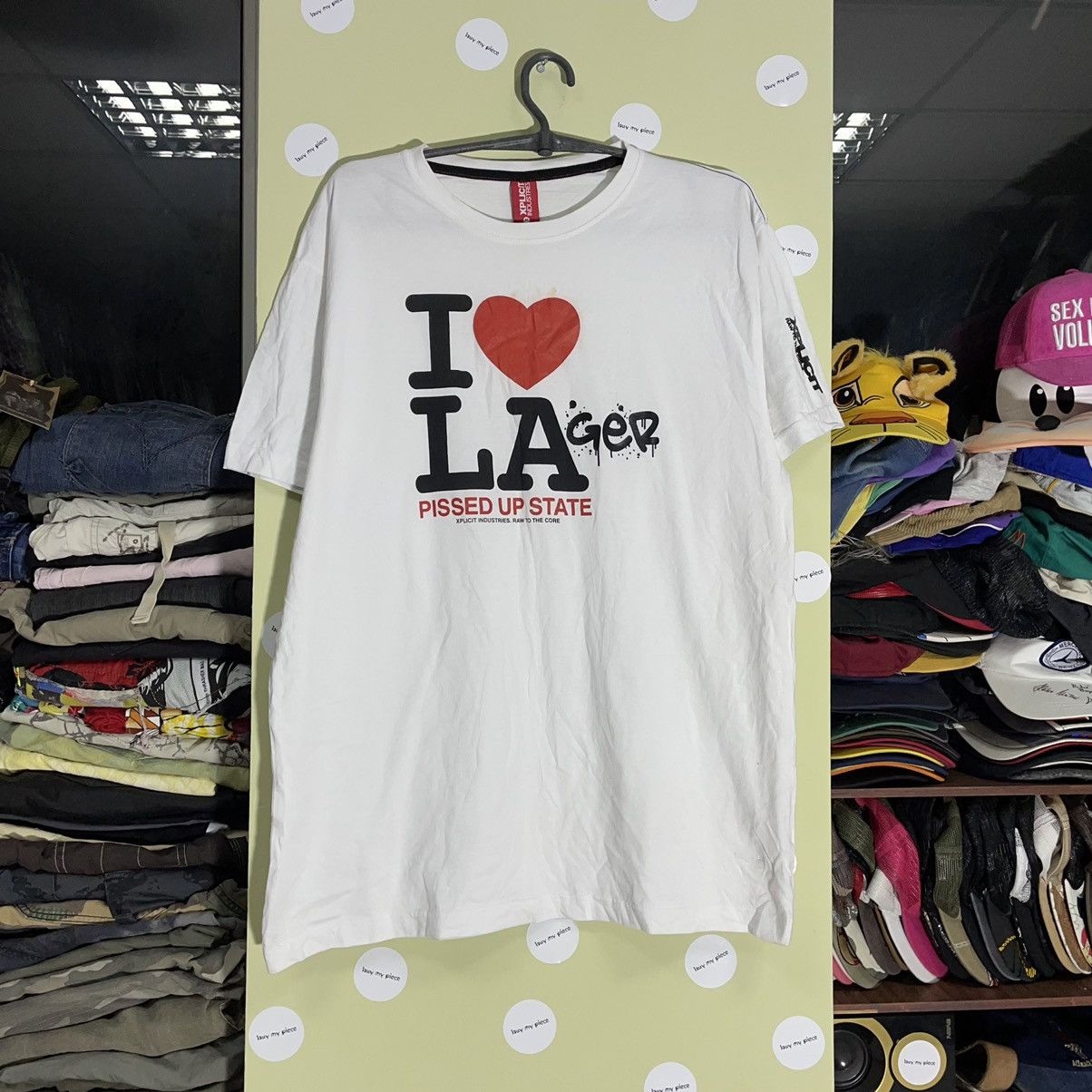image of Y2K Adult “ I Like La Pissed State ” Promo Humor Tee in White, Men's (Size XL)