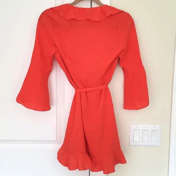 Asos Outrageous Fortune Neon Ruffle Wrap Dress Spring Summer Size S / US 4 / IT 40 - 5 Thumbnail