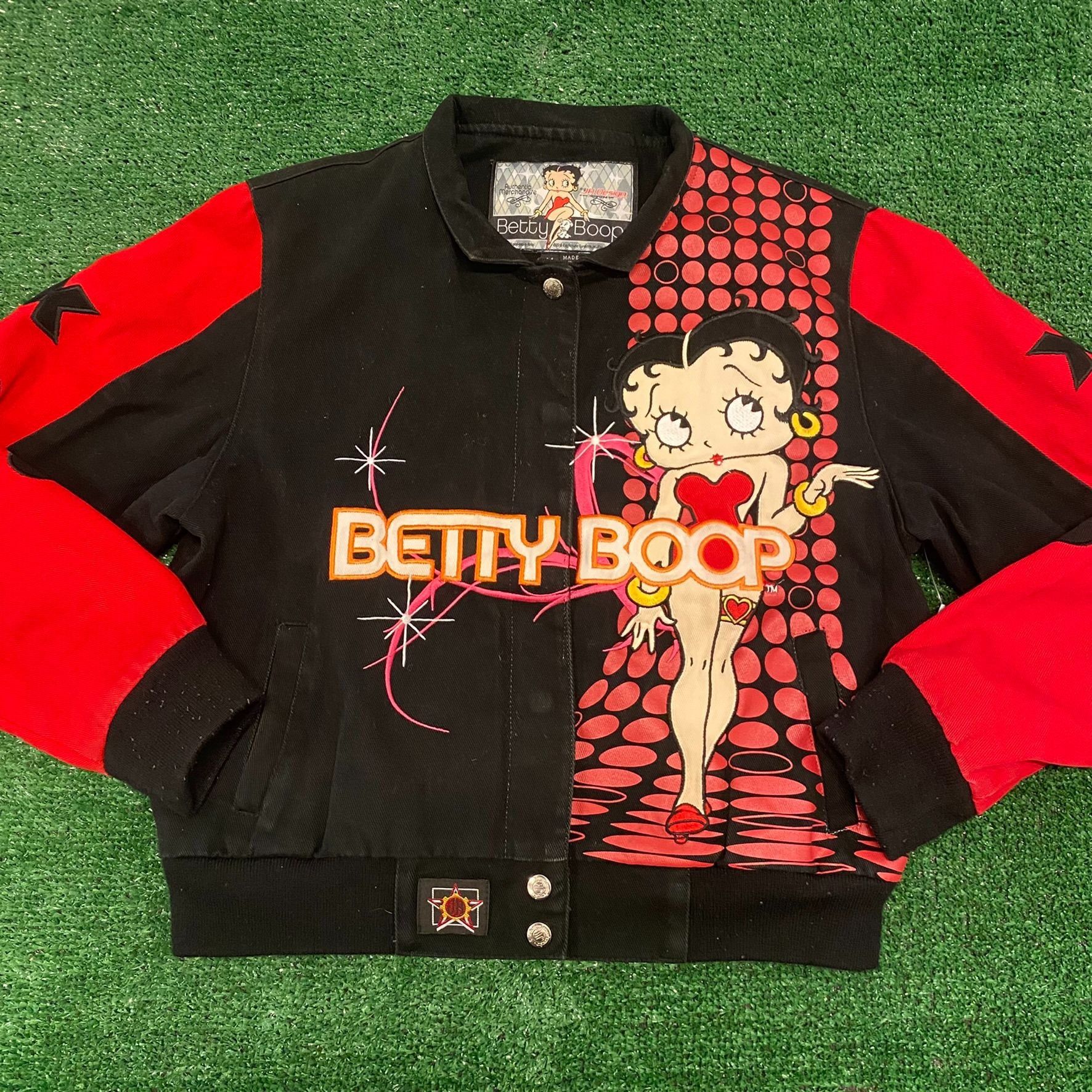 JH Design Crazy Vintage Y2K Betty Boop Racing Bomber Jacket Size US S / EU 44-46 / 1 - 1 Thumbnail