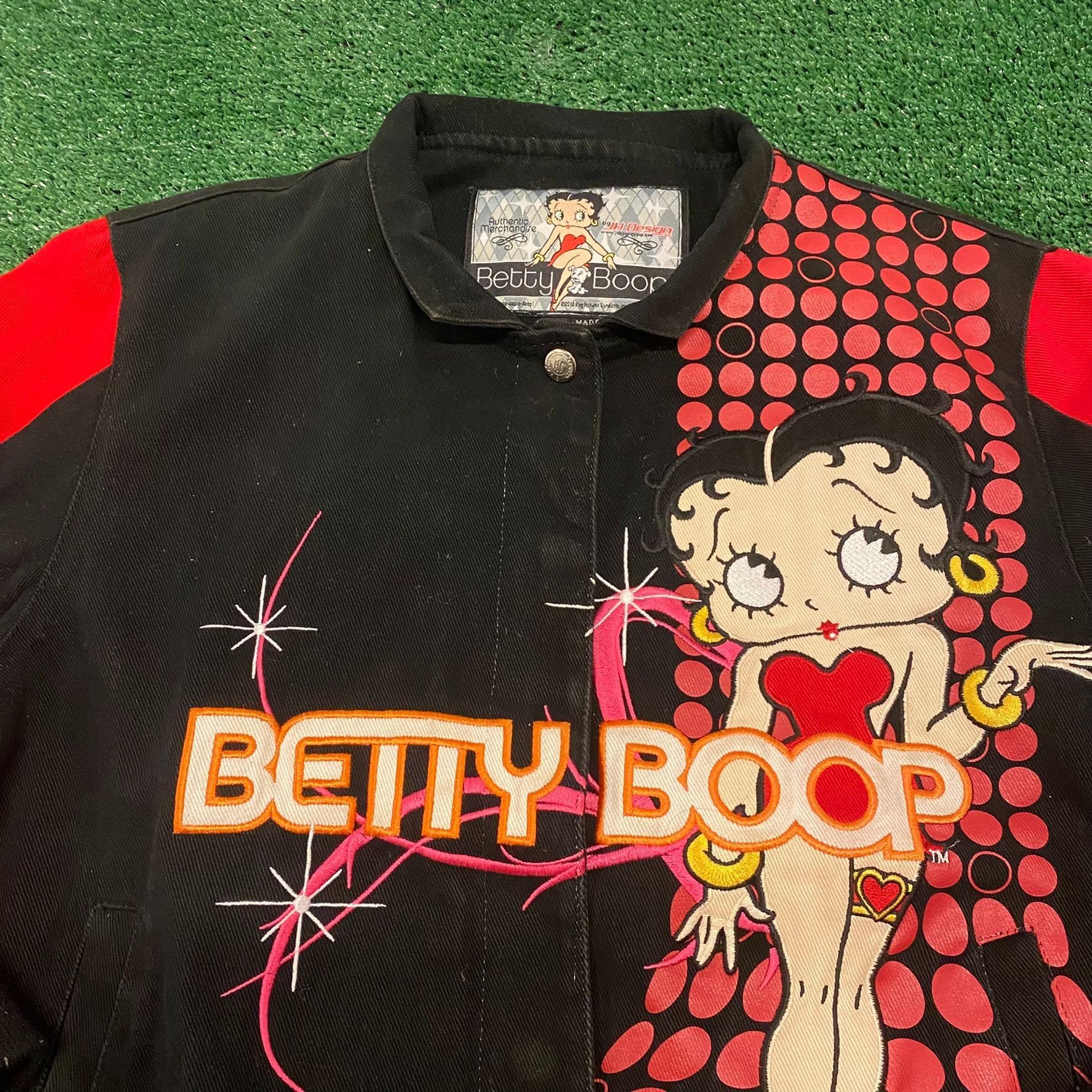 JH Design Crazy Vintage Y2K Betty Boop Racing Bomber Jacket Size US S / EU 44-46 / 1 - 2 Thumbnail
