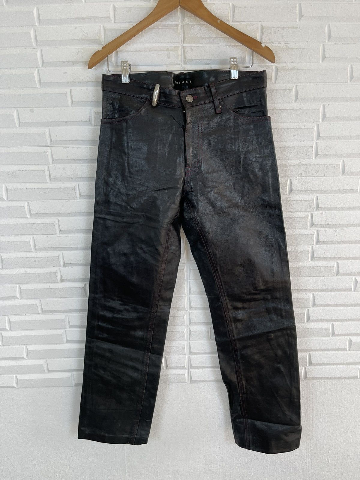 Japanese Brand Vintage Cowhide Straight Cut Leather Pants Japanese Youbos Size US 32 / EU 48 - 7 Thumbnail