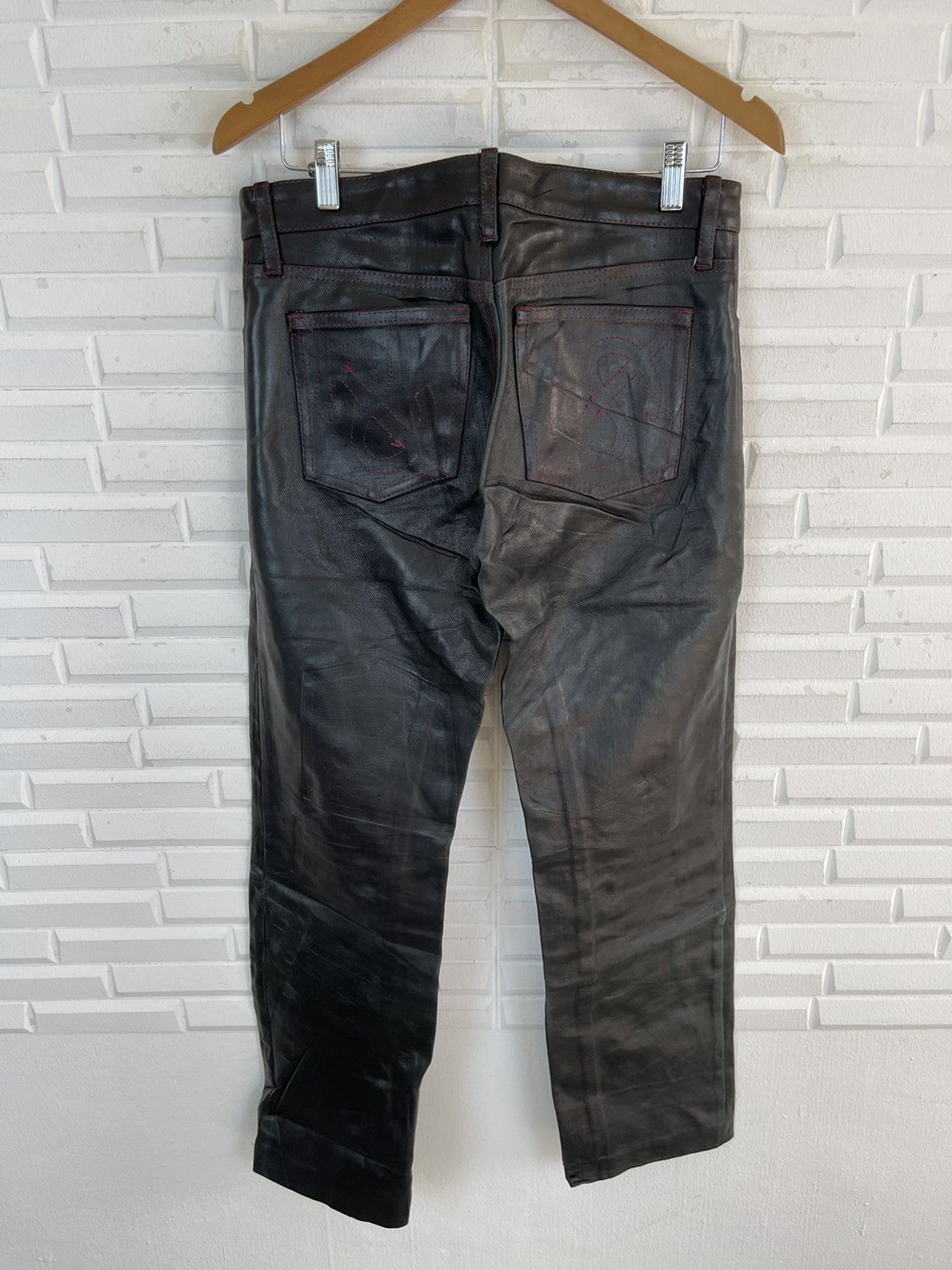 Japanese Brand Vintage Cowhide Straight Cut Leather Pants Japanese Youbos Size US 32 / EU 48 - 2 Thumbnail