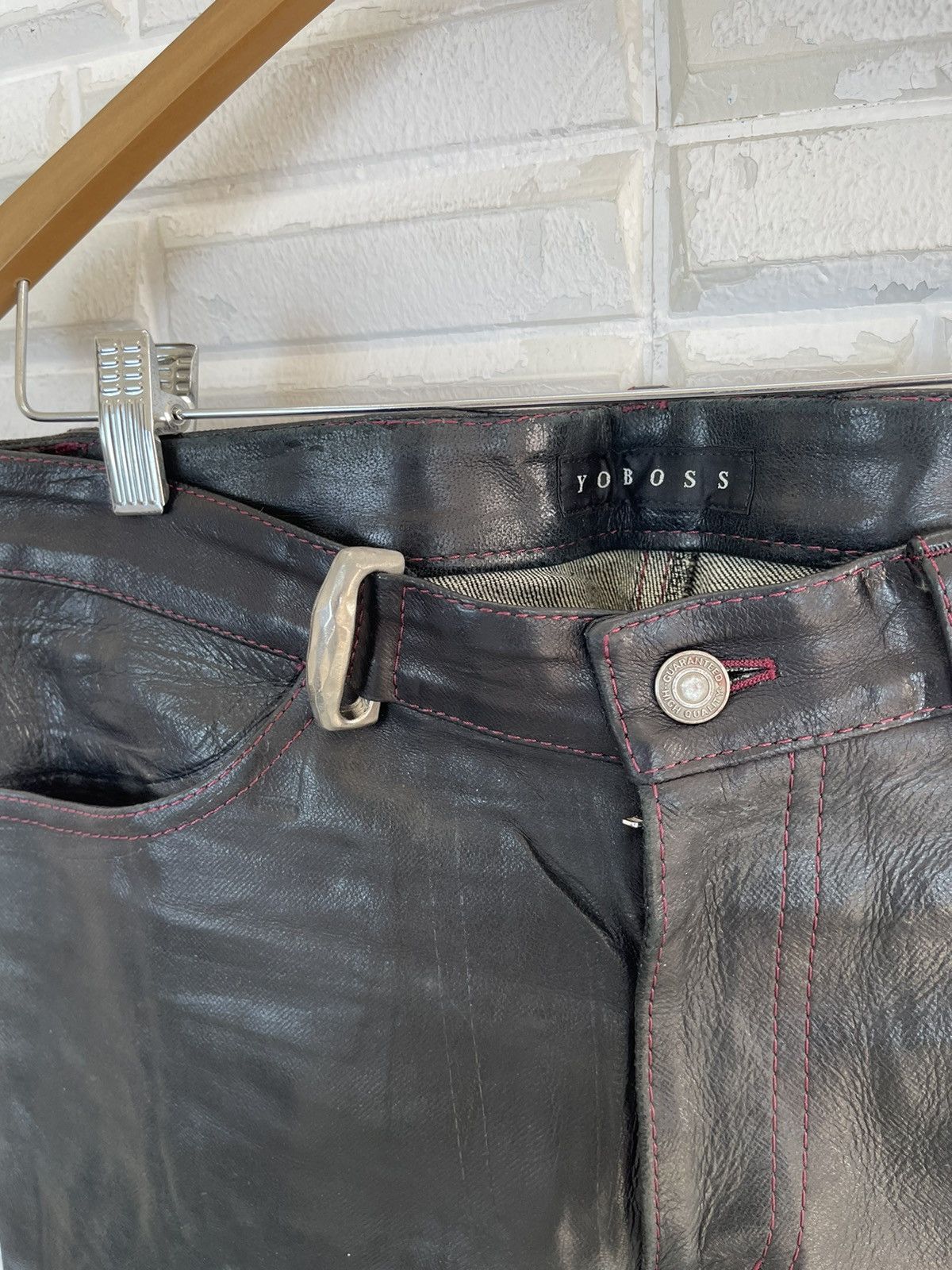Japanese Brand Vintage Cowhide Straight Cut Leather Pants Japanese Youbos Size US 32 / EU 48 - 6 Thumbnail