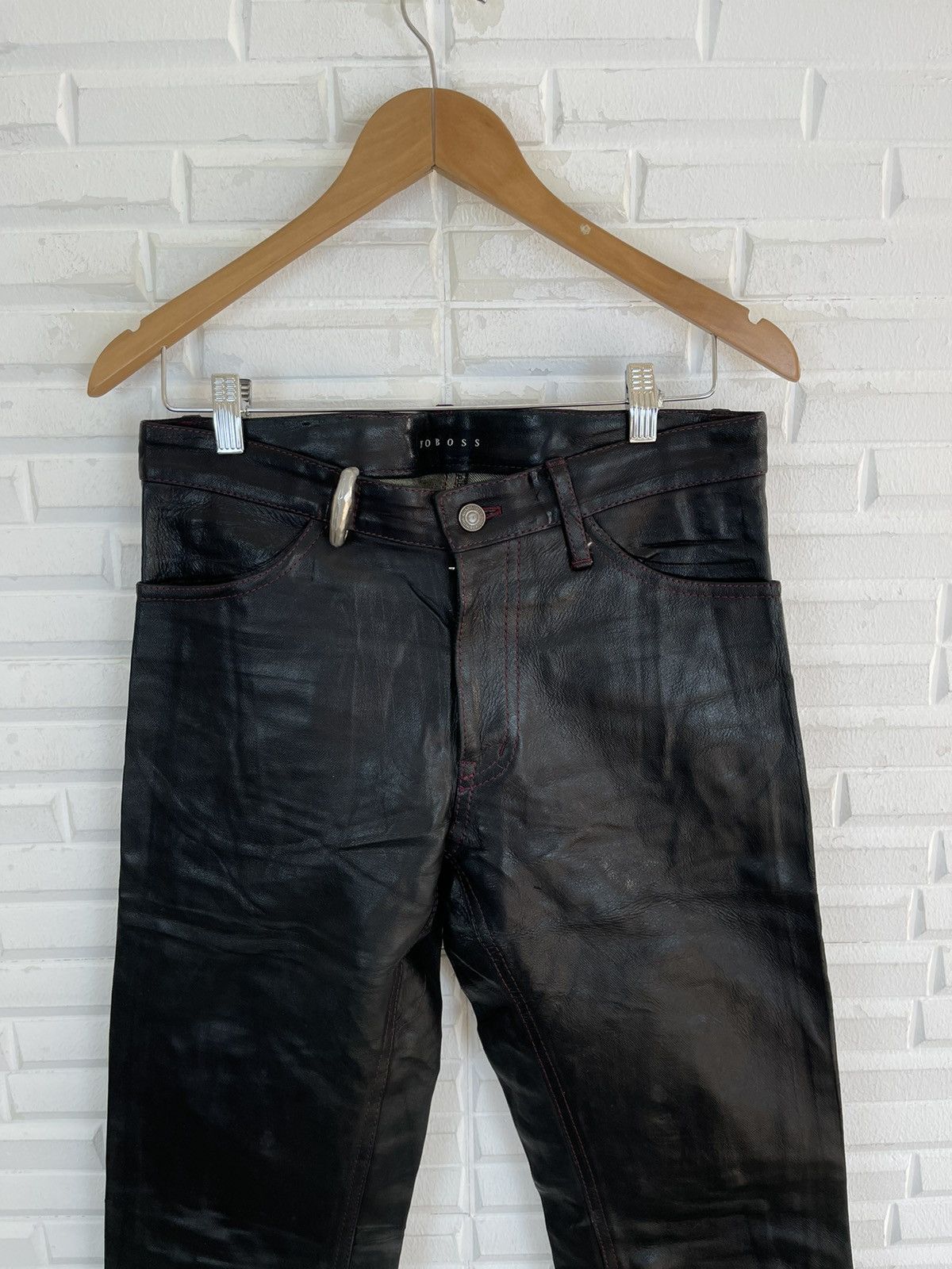 Japanese Brand Vintage Cowhide Straight Cut Leather Pants Japanese Youbos Size US 32 / EU 48 - 4 Thumbnail