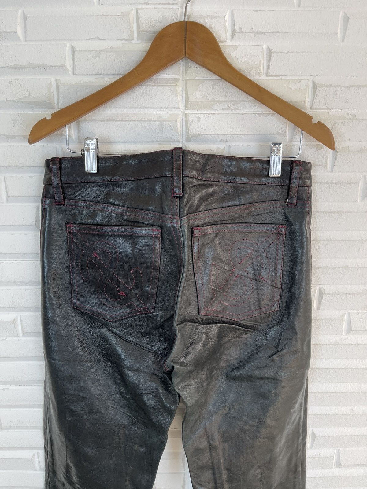 Japanese Brand Vintage Cowhide Straight Cut Leather Pants Japanese Youbos Size US 32 / EU 48 - 3 Thumbnail