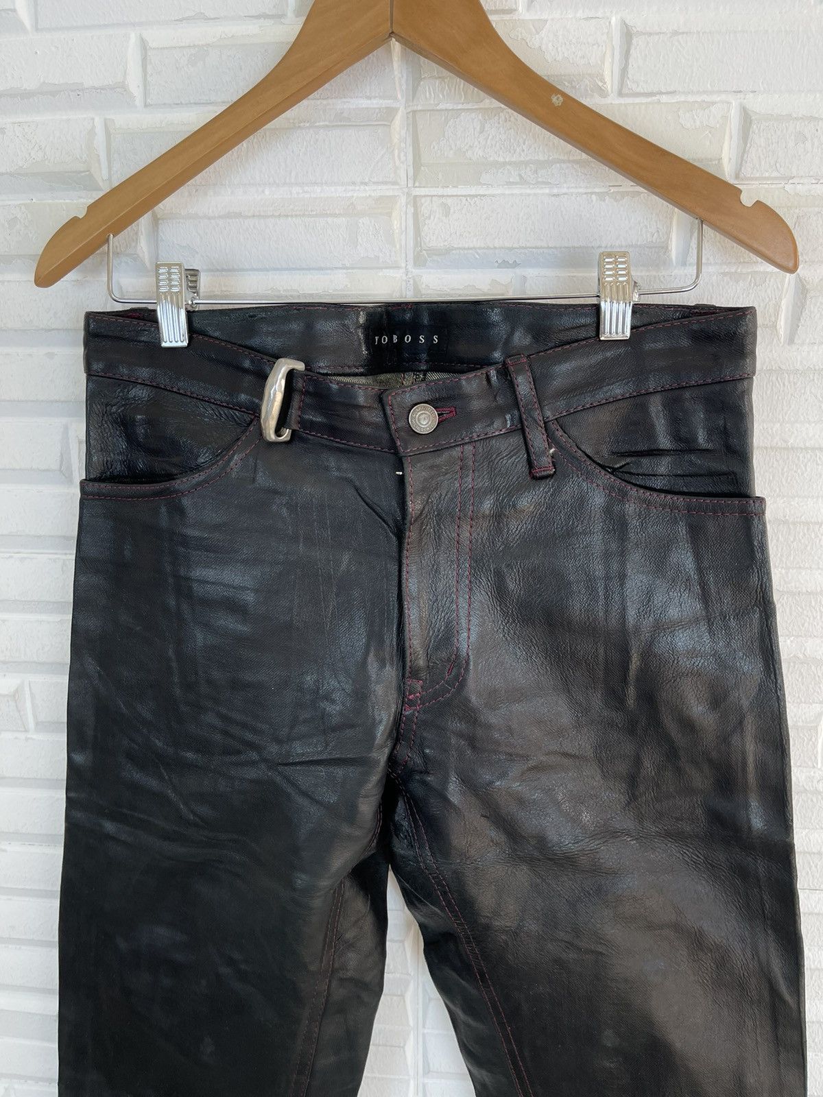 Japanese Brand Vintage Cowhide Straight Cut Leather Pants Japanese Youbos Size US 32 / EU 48 - 5 Thumbnail