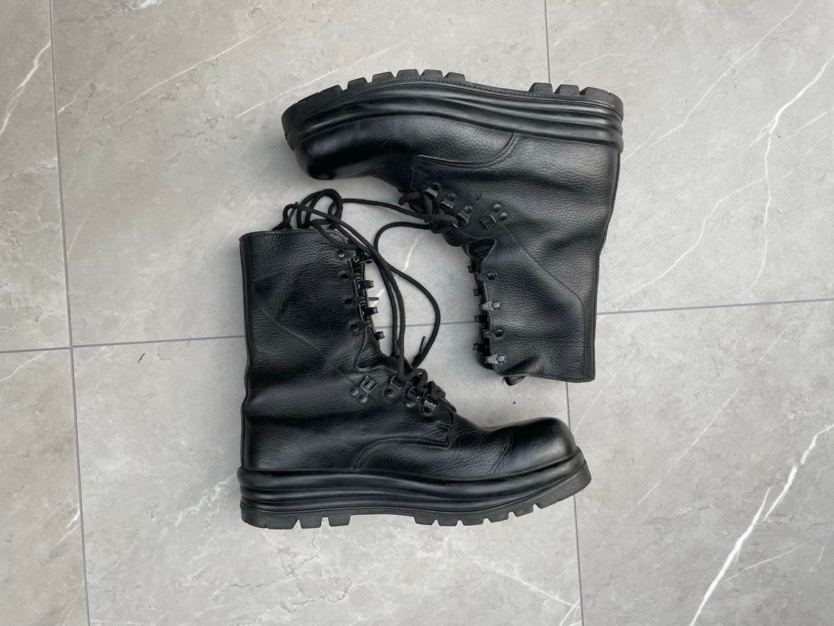 Pre-owned Military X Vintage 1970s Leather Combat Boots In Black