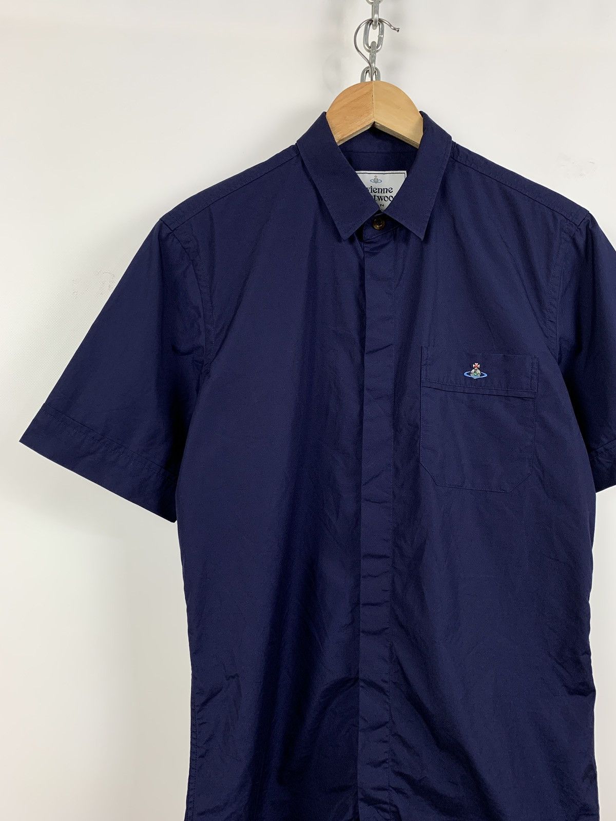 Vivienne Westwood Vivienne Westwood Navy Blue Button Up Short Sleeve Shirt Size US M / EU 48-50 / 2 - 2 Thumbnail
