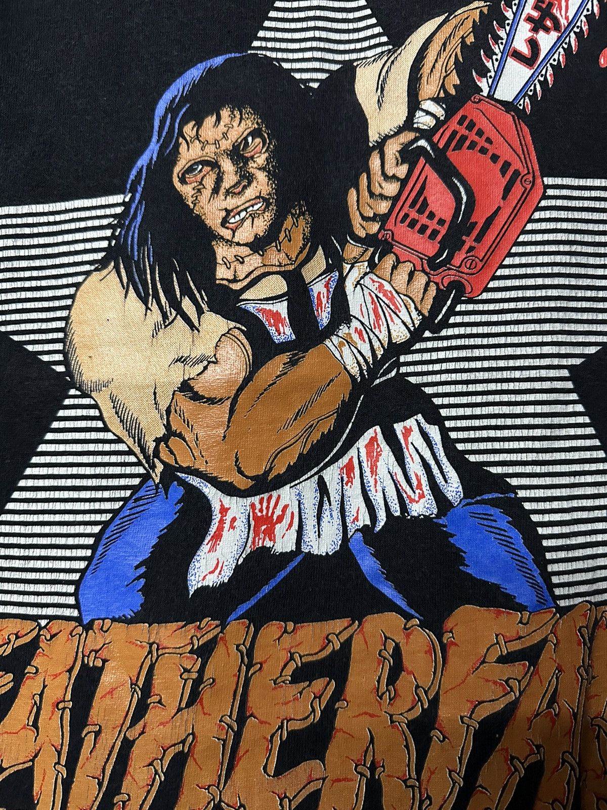 Expert Horror Rare Vintage Wwf Leatherface Wrestling Sun Faded Tee Size US M / EU 48-50 / 2 - 10 Thumbnail