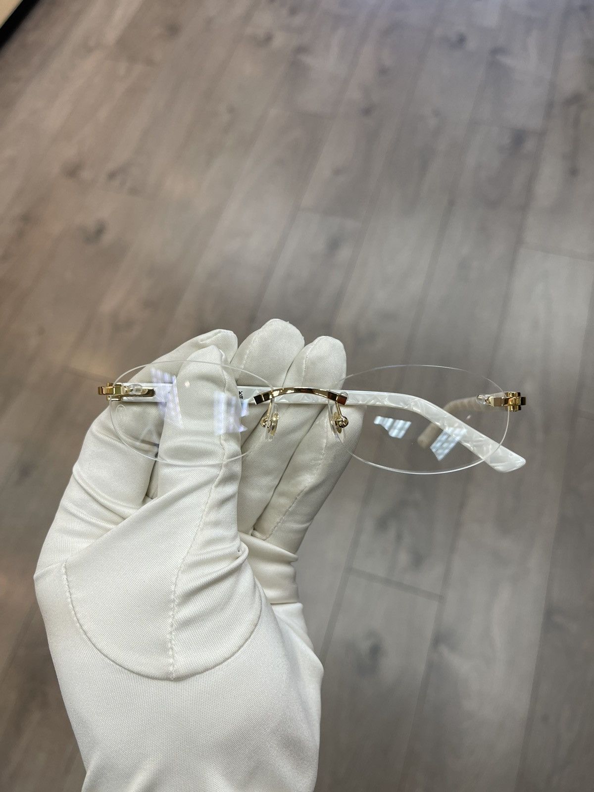 Cartier Cartier White Acetate Glasses Rimless C Decor White Size ONE SIZE - 5 Thumbnail