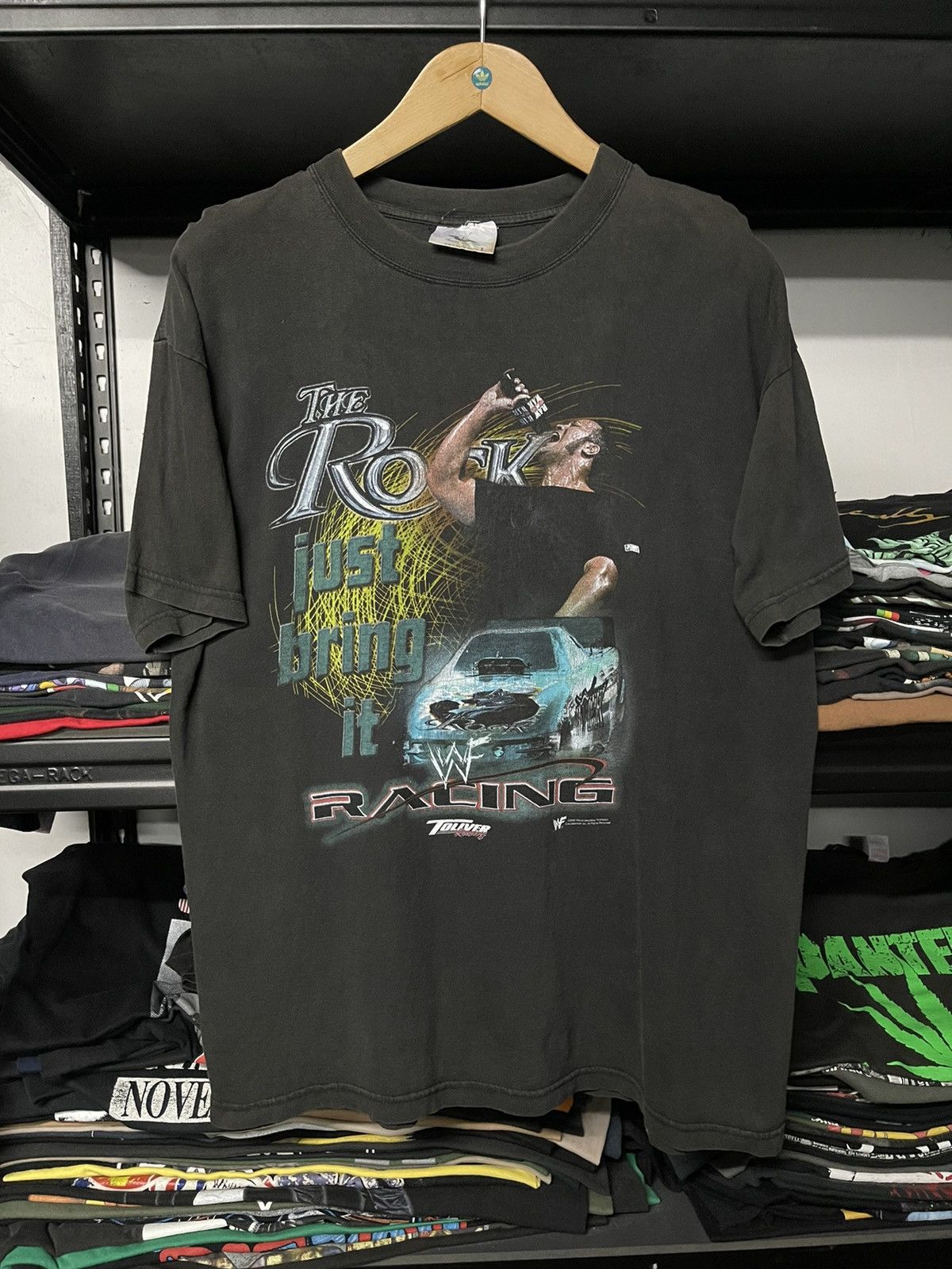 Rap Tees Vintage The Rock Touver Racing Wrestling Faded Tees Size US XL / EU 56 / 4 - 1 Thumbnail