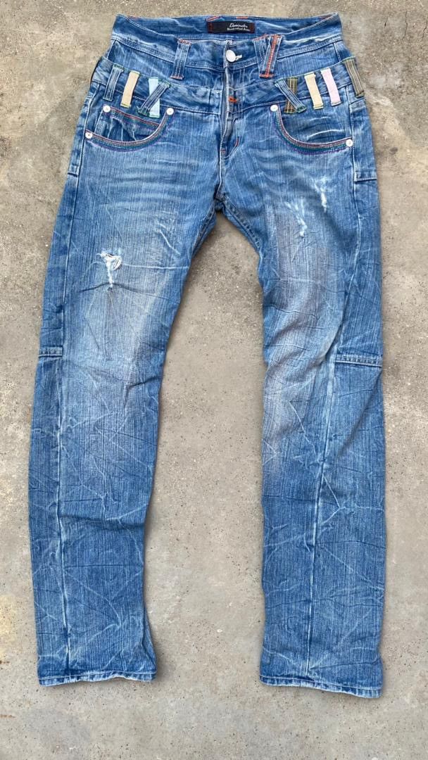 image of Double Waist Distressed Denim By Dominated Hancrafted Jeans in Blue, Men's (Size 31)