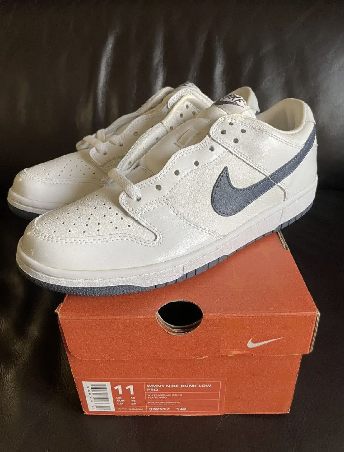 Nike 2002 Nike Dunk Low Pro Wmns White/Medium Denim Size 11/9.5 Size US 10 / EU 43 - 1 Thumbnail