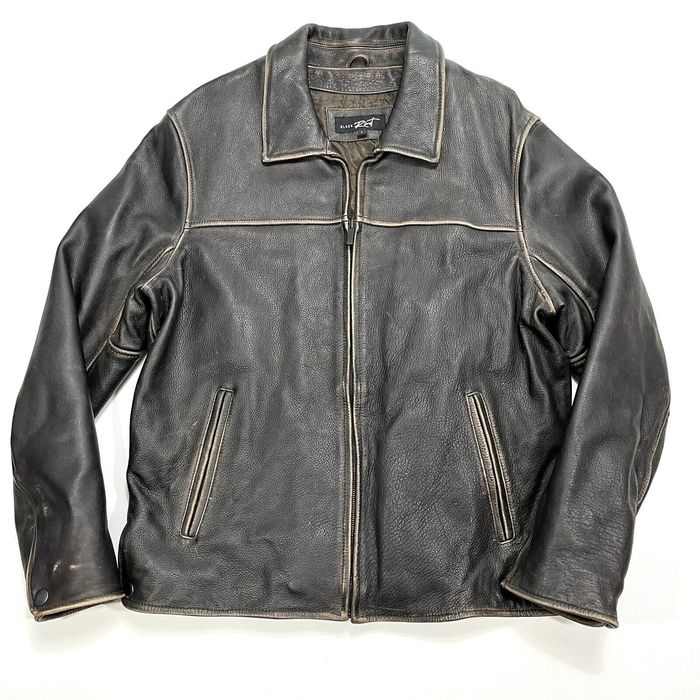 Vintage BLACK RIVET Motorcycle Leather Jacket Mens LARGE Lined Biker Grailed