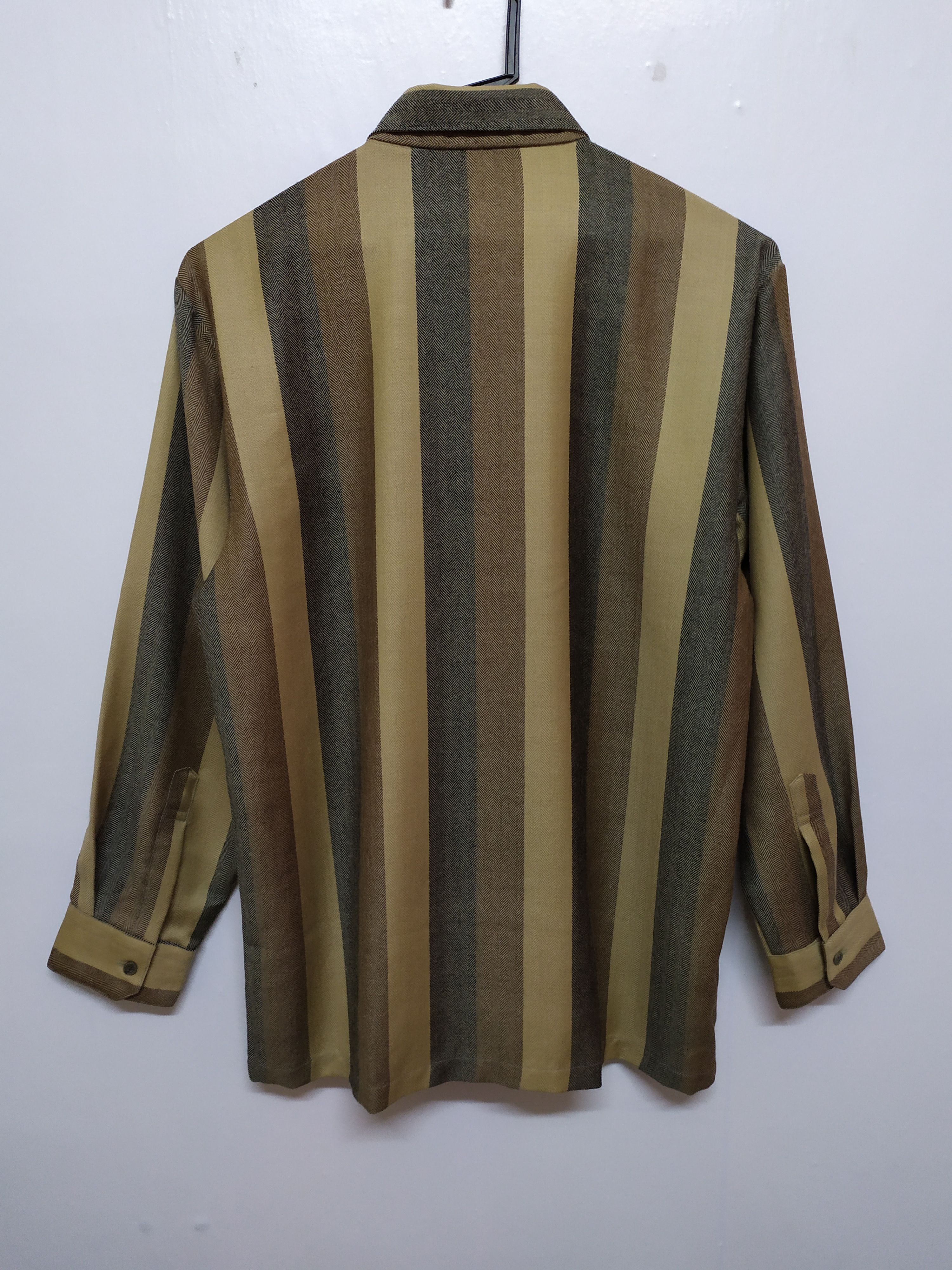 Japanese Brand VOLUNT STRIPE WOOL SHIRT LONG SLEEVES BUTTON UP Size US L / EU 52-54 / 3 - 5 Thumbnail
